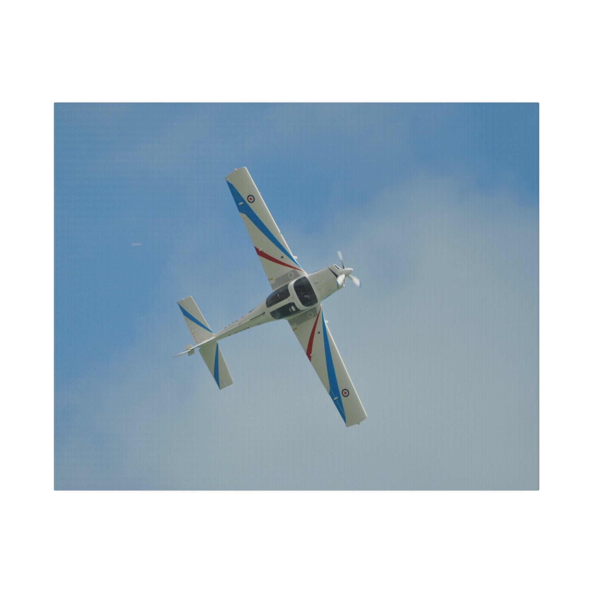 Grob G115E Flying From The Left Sideways, Matte Canvas, Stretched, 0.75" - The Trio Synergize Group