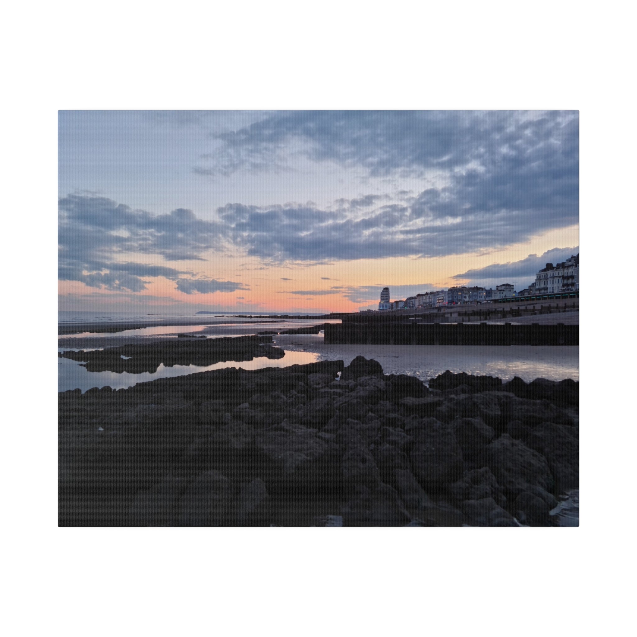 Hastings Beach Sunset With Rockpools Canvas - The Trio Synergize Group