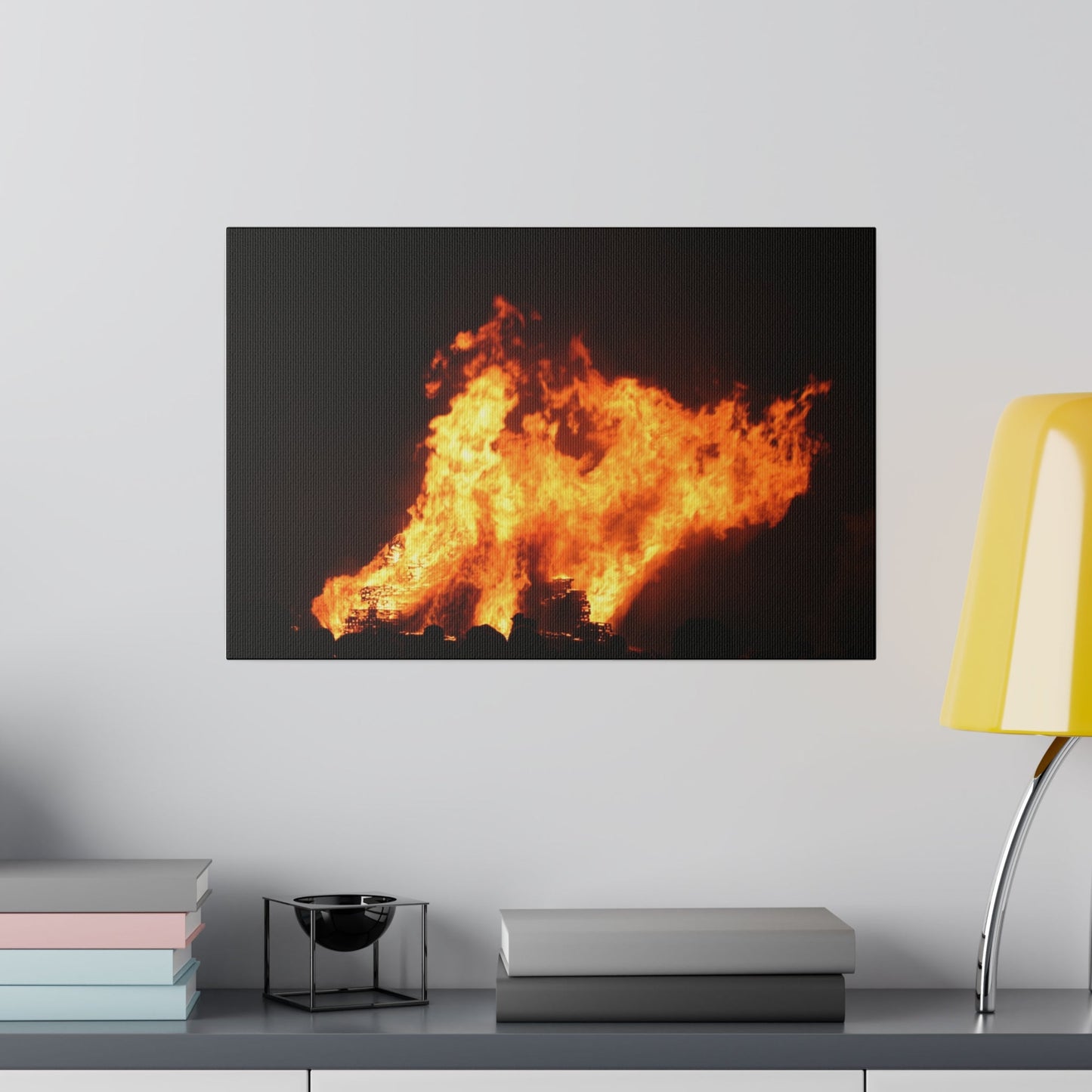 Hastings Bonfire, Flames Dancing Straight Up Canvas - The Trio Synergize Group