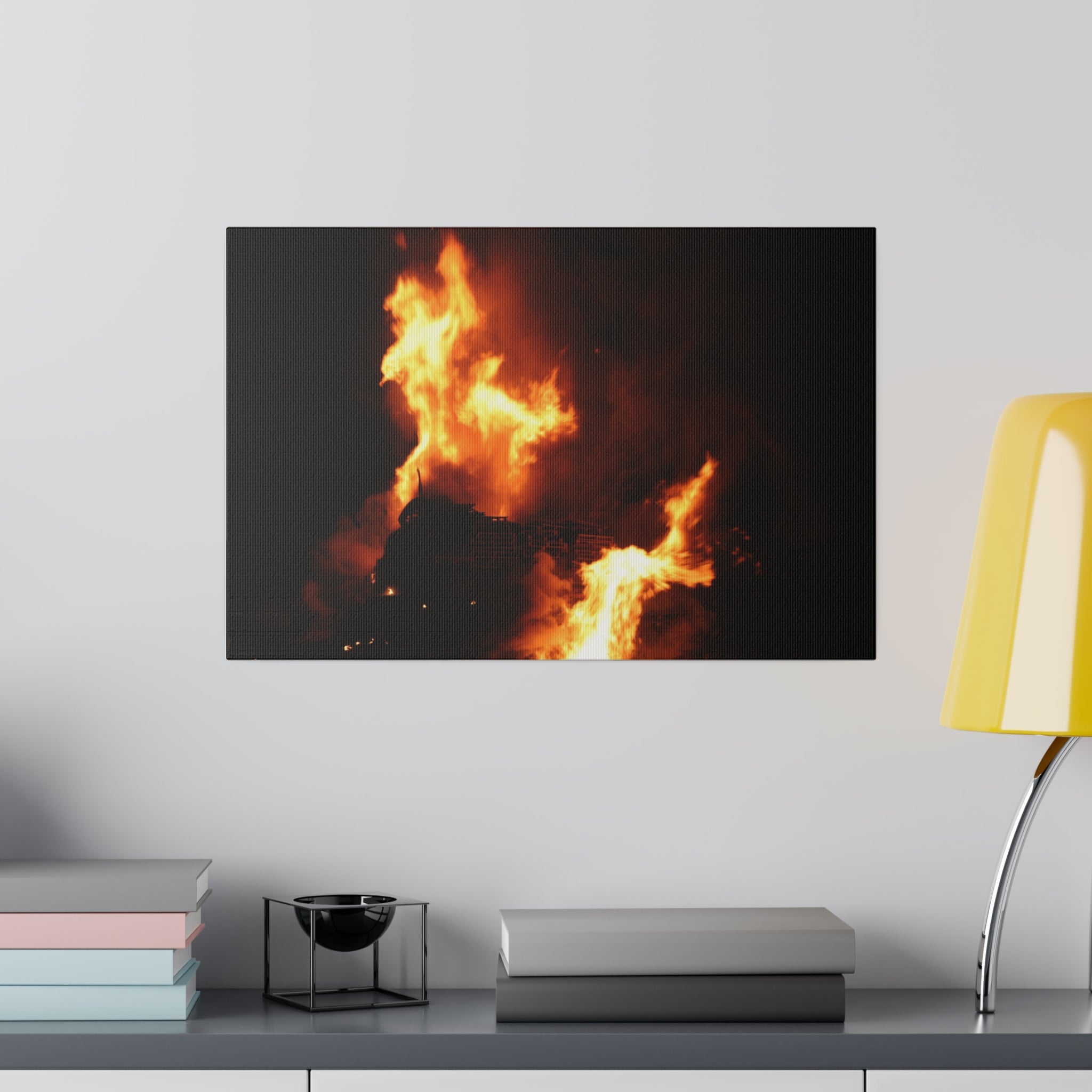 Hastings Bonfire, Flames Split In Half Canvas - The Trio Synergize Group