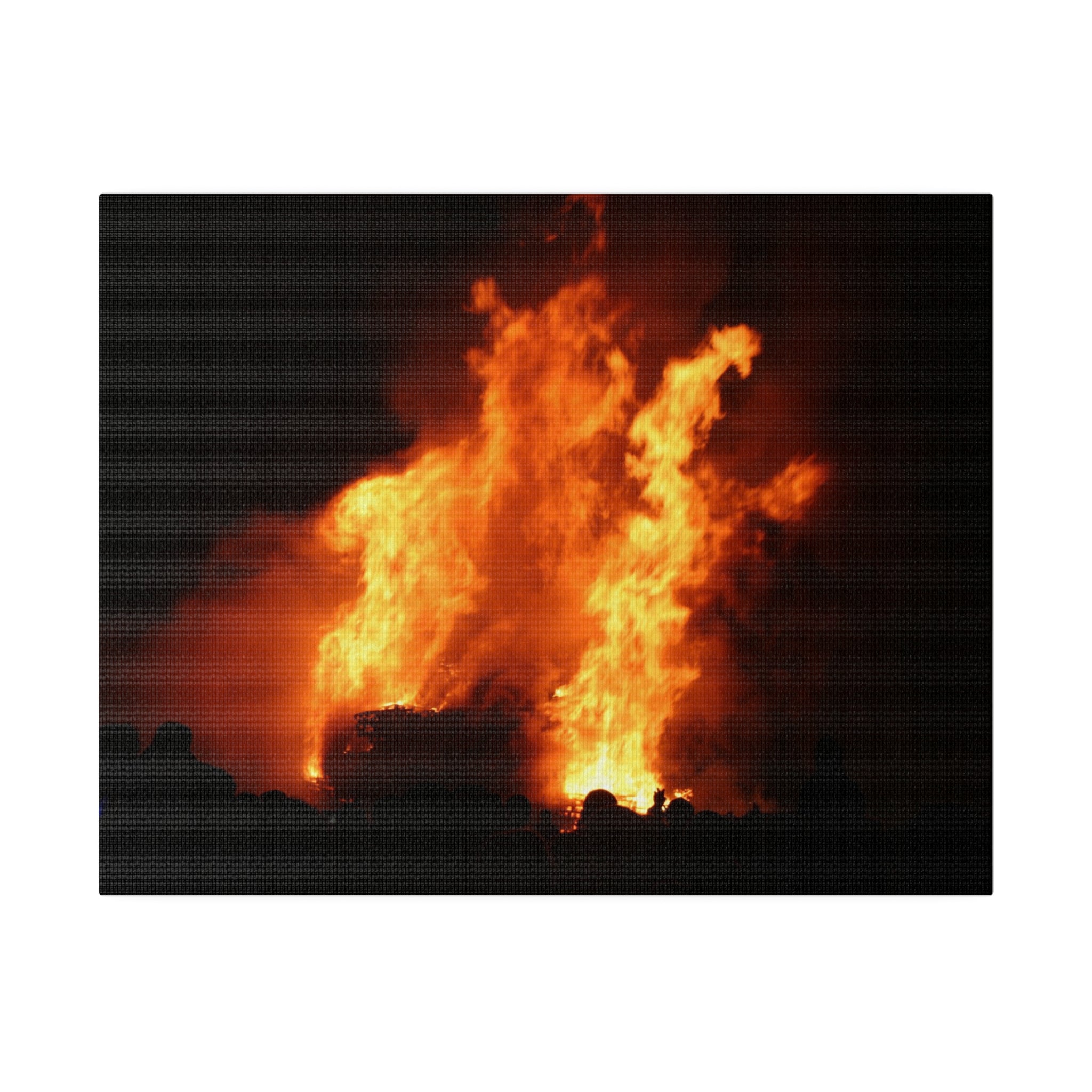 Hastings Bonfire, Flames Dancing Reaching High Up Canvas - The Trio Synergize Group