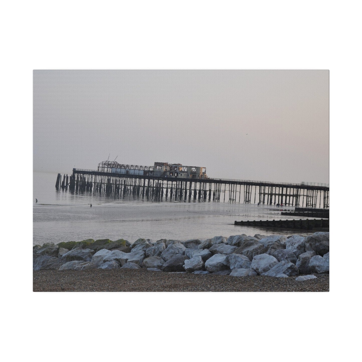 Hastings Pier Post Fire Sea Front, Matte Canvas, Stretched, 0.75" - The Trio Synergize Group