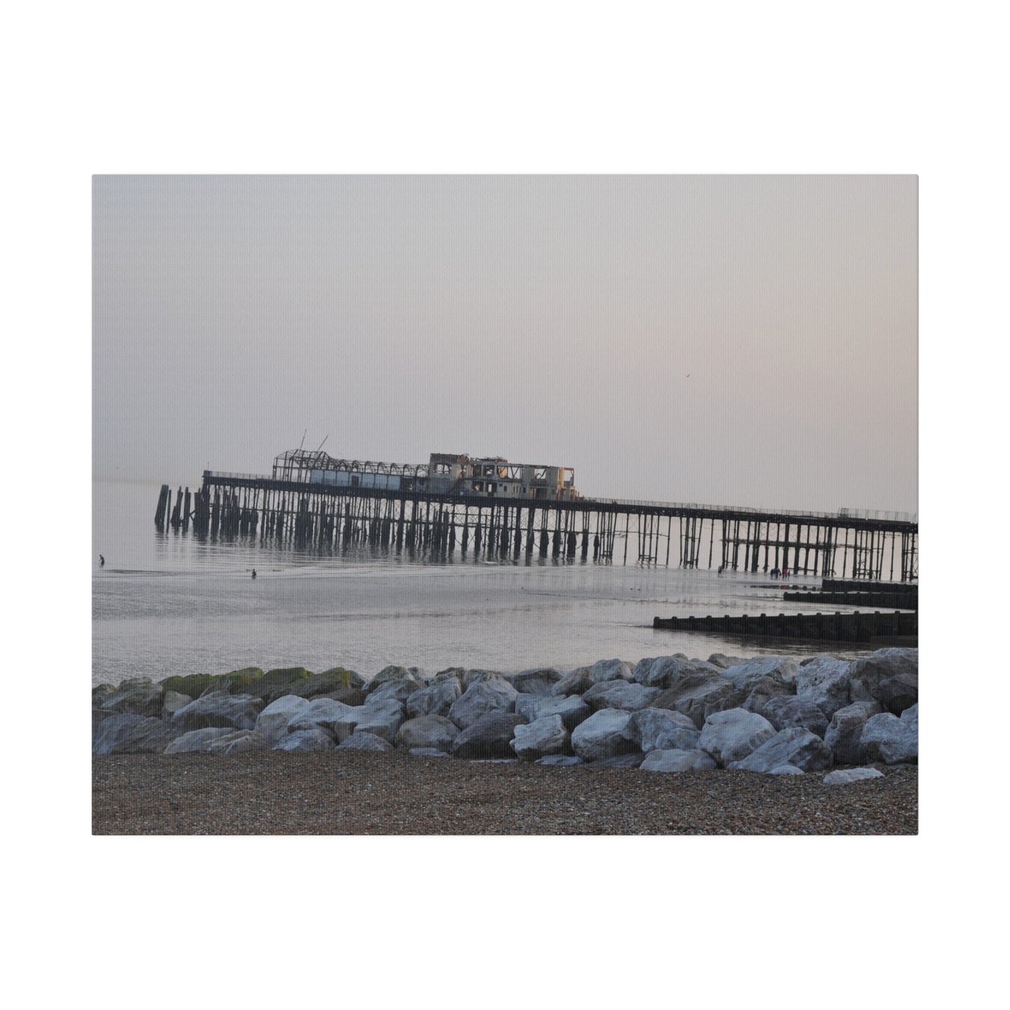 Hastings Pier Post Fire Sea Front, Matte Canvas, Stretched, 0.75" - The Trio Synergize Group