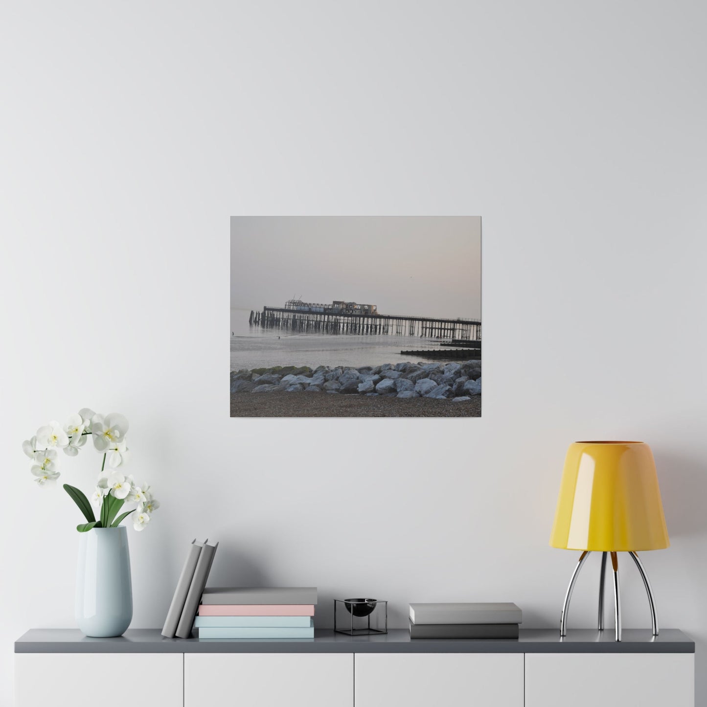 Hastings Pier Post Fire Sea Front, Matte Canvas, Stretched, 0.75" - The Trio Synergize Group