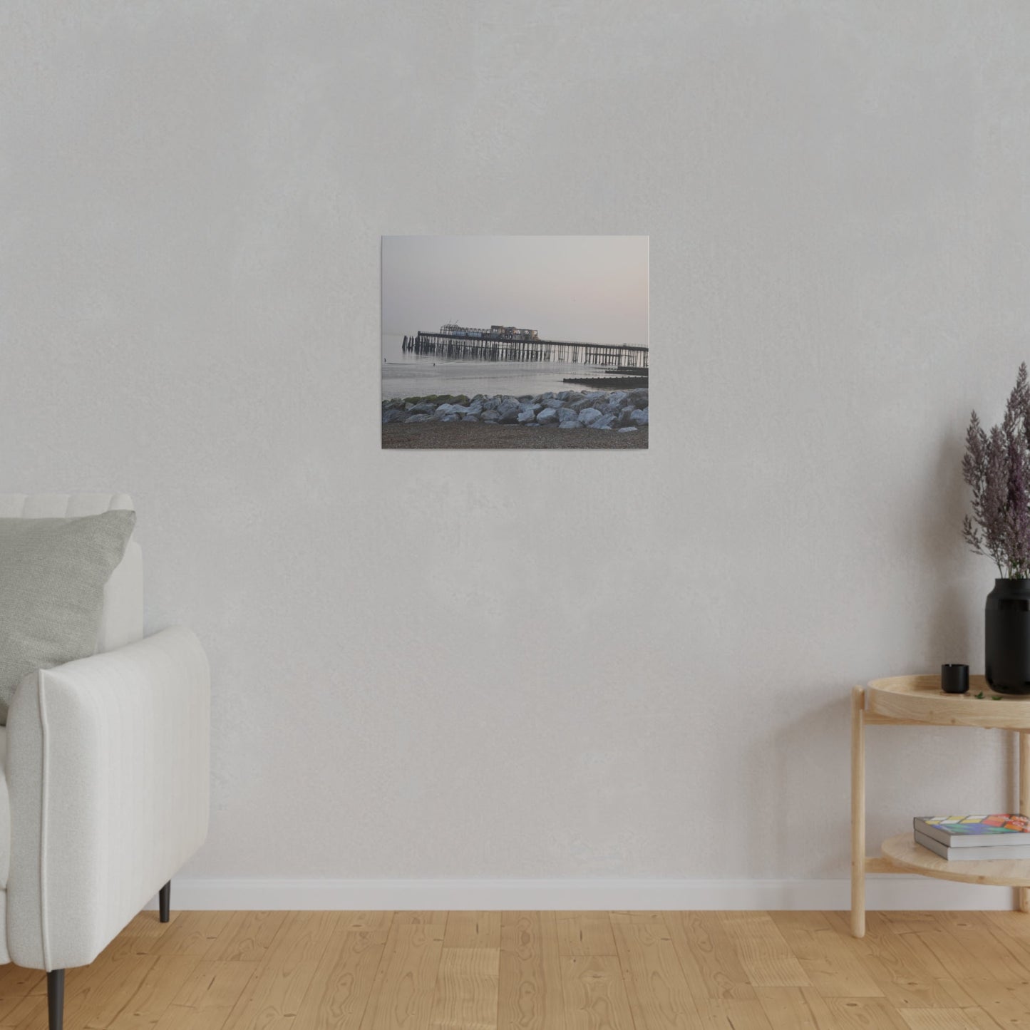 Hastings Pier Post Fire Sea Front, Matte Canvas, Stretched, 0.75" - The Trio Synergize Group