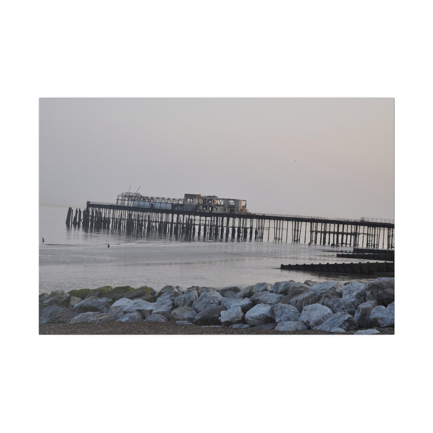 Hastings Pier Post Fire Sea Front, Matte Canvas, Stretched, 0.75" - The Trio Synergize Group