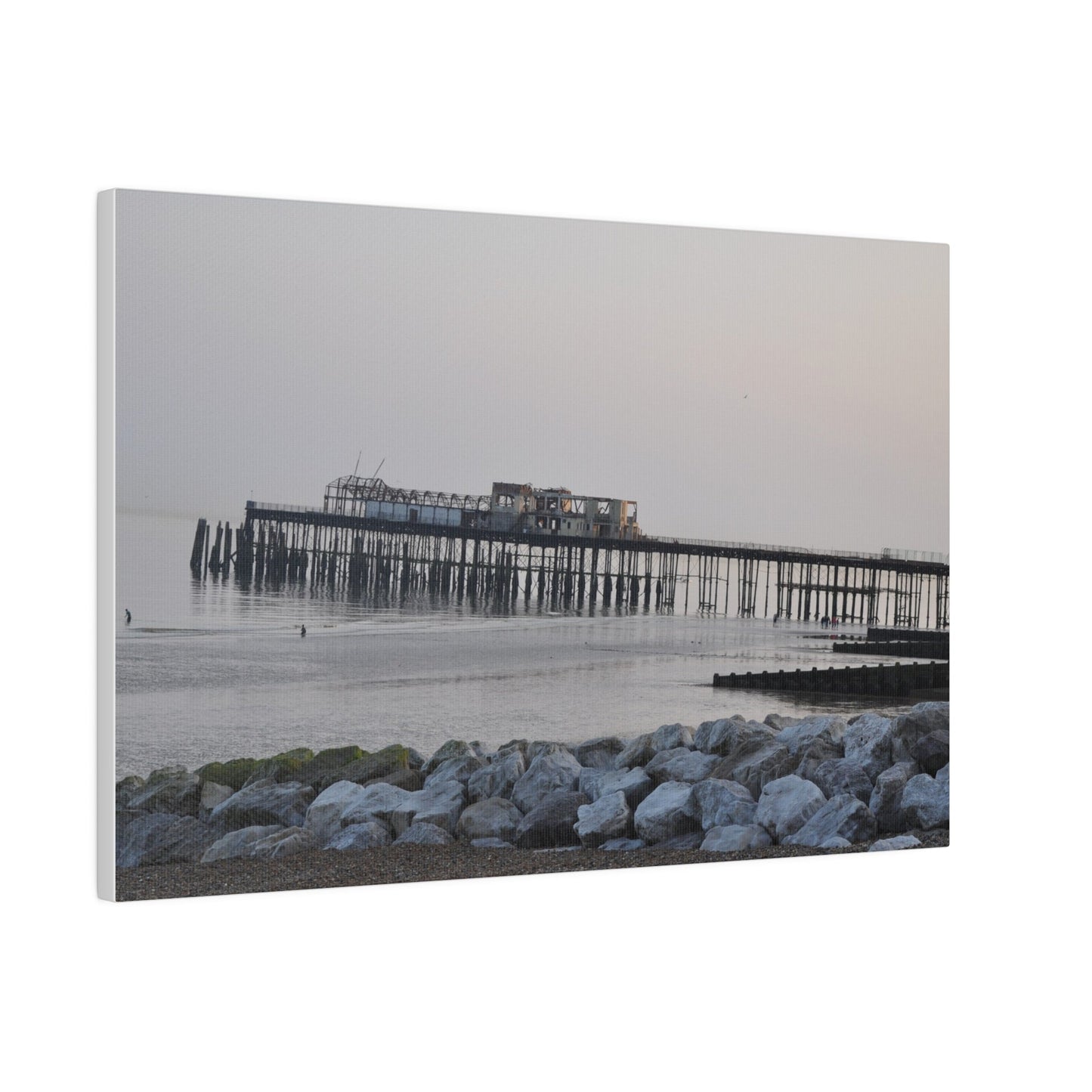 Hastings Pier Post Fire Sea Front, Matte Canvas, Stretched, 0.75" - The Trio Synergize Group