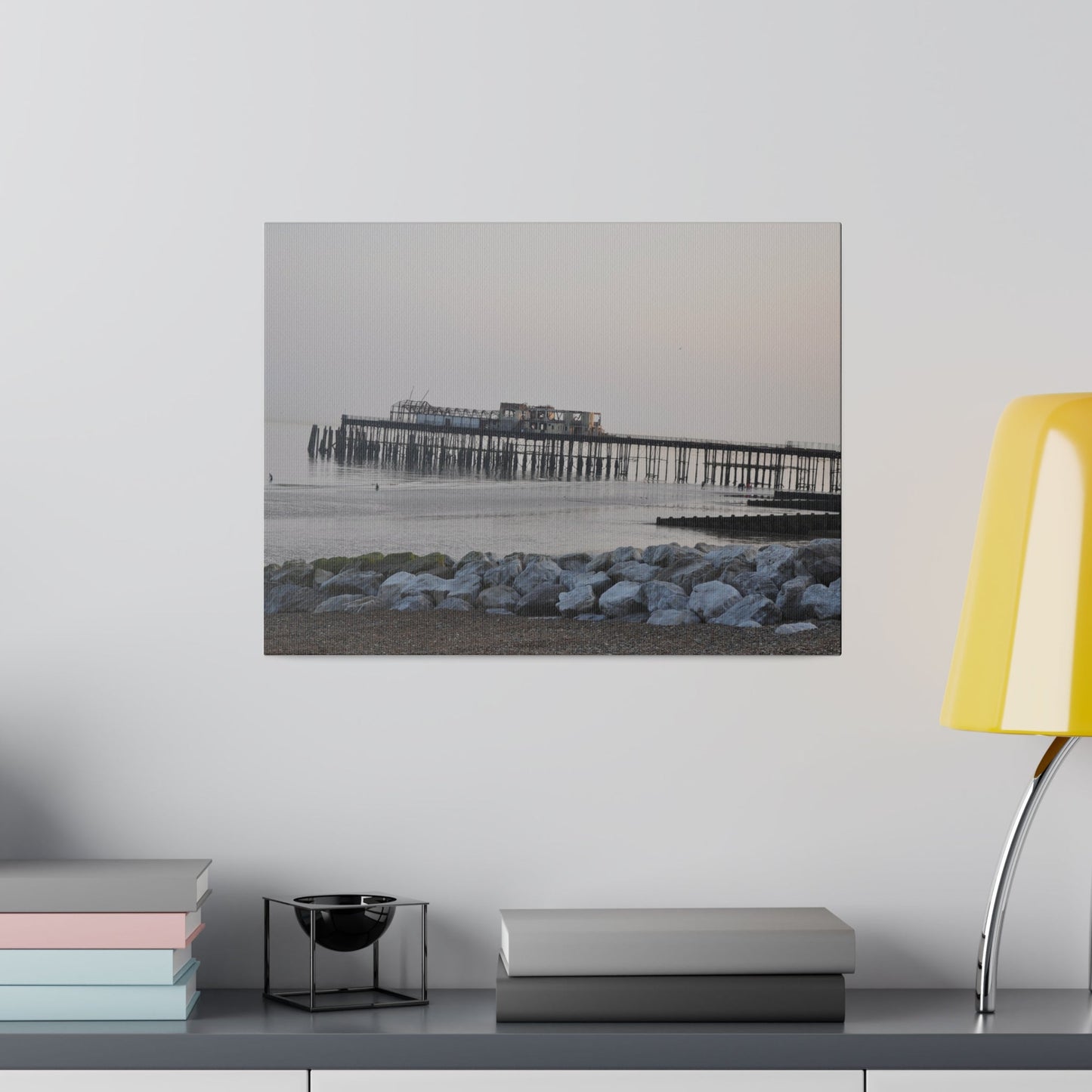 Hastings Pier Post Fire Sea Front, Matte Canvas, Stretched, 0.75" - The Trio Synergize Group