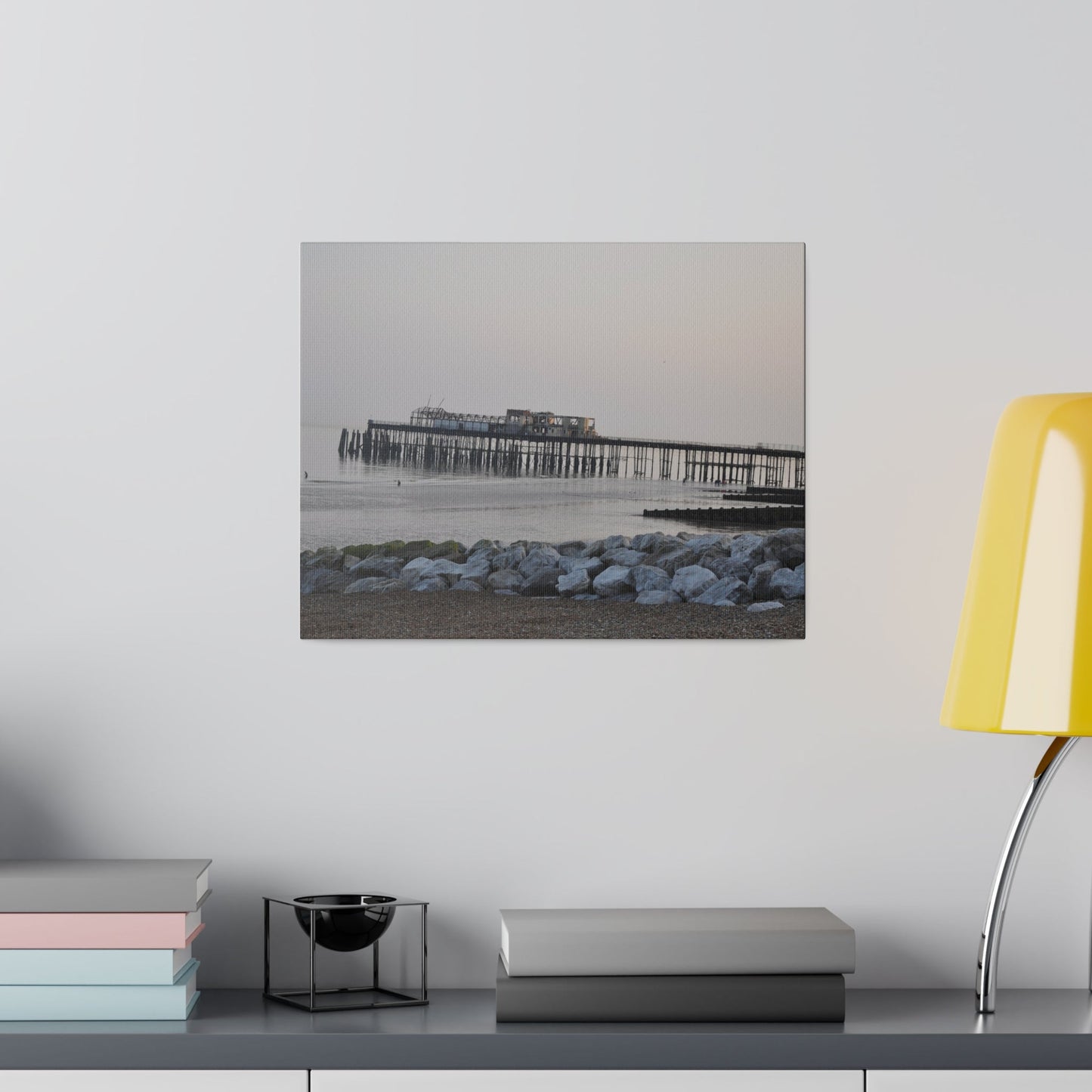 Hastings Pier Post Fire Sea Front, Matte Canvas, Stretched, 0.75" - The Trio Synergize Group