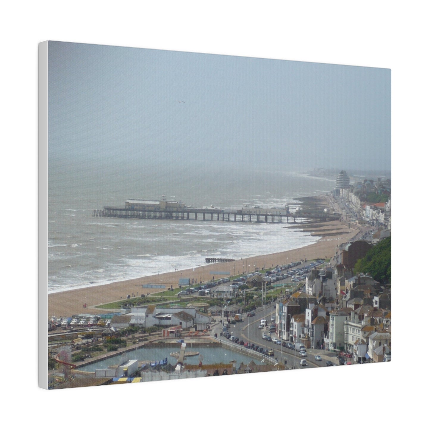 Hastings Sea Front From East - hill Steps And Old Pier Pre Fire, Matte Canvas, Stretched, 0.75" - The Trio Synergize Group