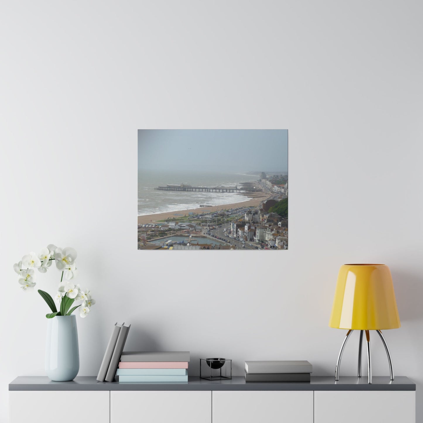 Hastings Sea Front From East - hill Steps And Old Pier Pre Fire, Matte Canvas, Stretched, 0.75" - The Trio Synergize Group