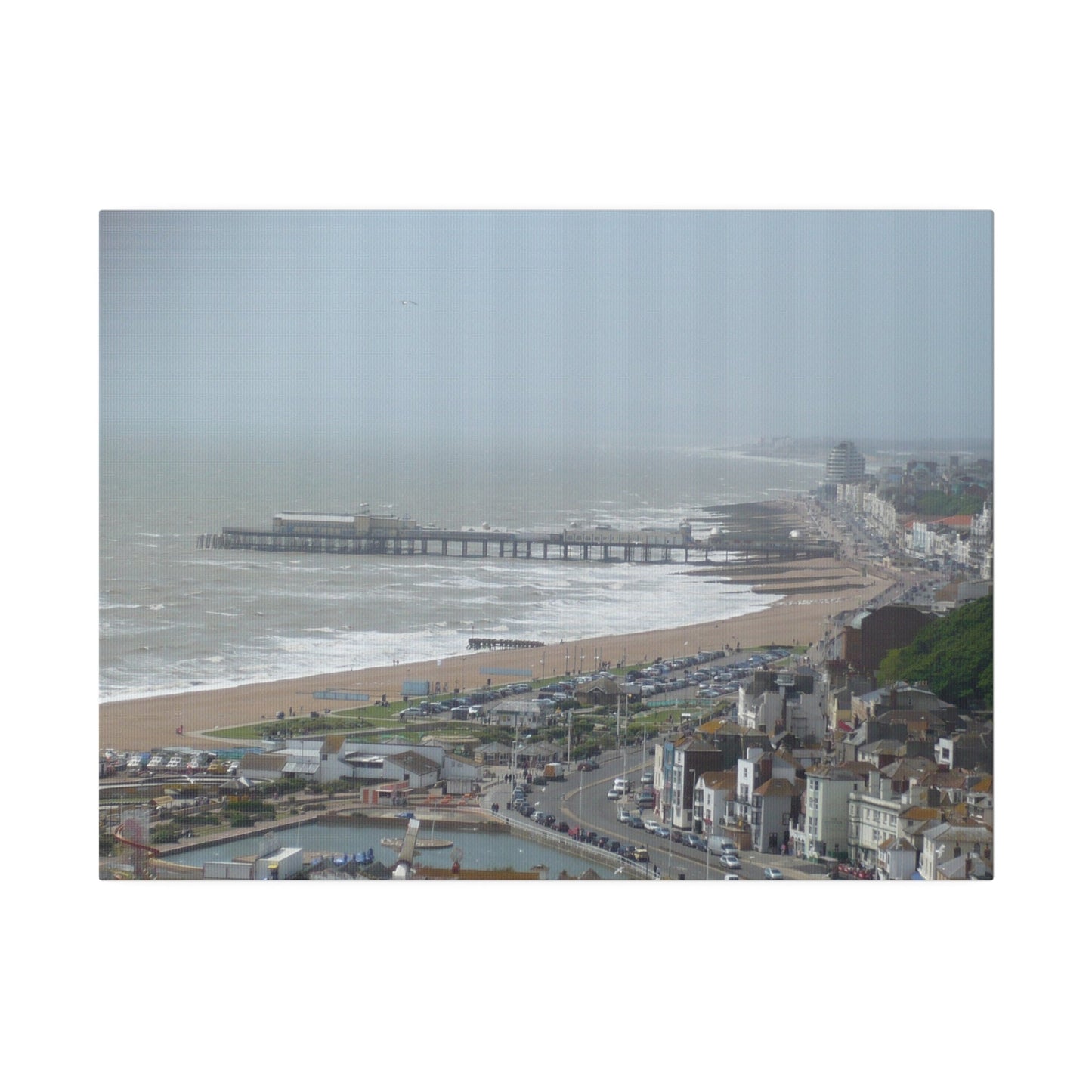 Hastings Sea Front From East - hill Steps And Old Pier Pre Fire, Matte Canvas, Stretched, 0.75" - The Trio Synergize Group