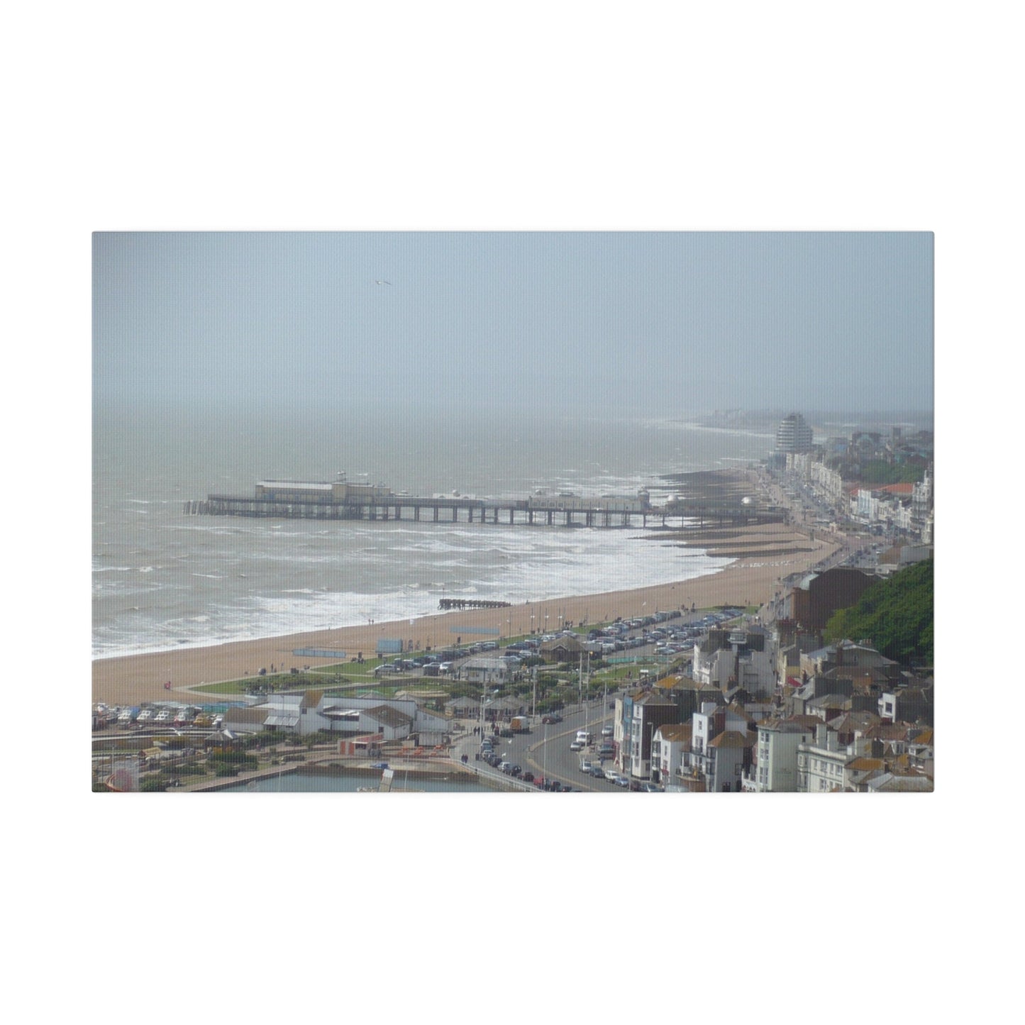 Hastings Sea Front From East - hill Steps And Old Pier Pre Fire, Matte Canvas, Stretched, 0.75" - The Trio Synergize Group