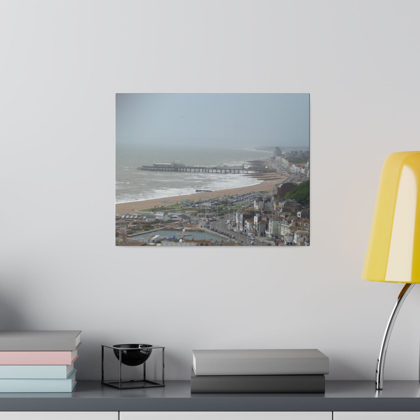 Hastings Sea Front From East - hill Steps And Old Pier Pre Fire, Matte Canvas, Stretched, 0.75" - The Trio Synergize Group
