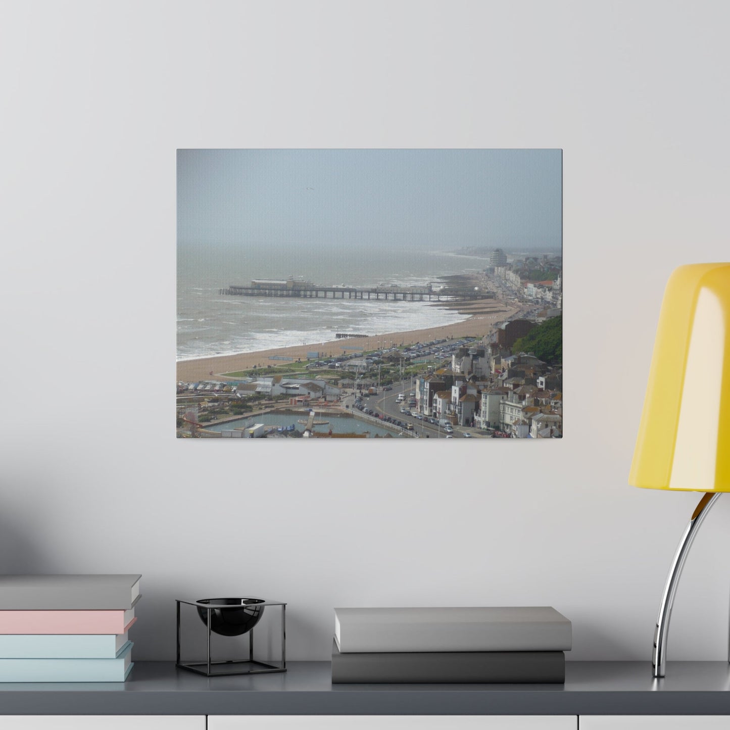 Hastings Sea Front From East - hill Steps And Old Pier Pre Fire, Matte Canvas, Stretched, 0.75" - The Trio Synergize Group