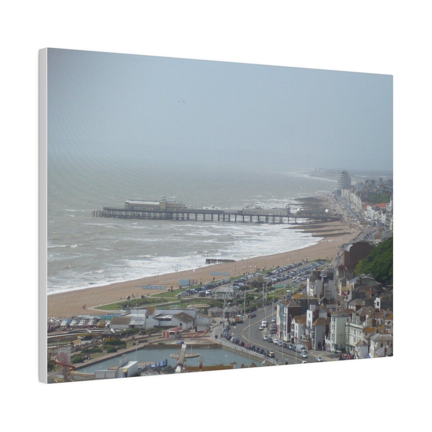 Hastings Sea Front From East - hill Steps And Old Pier Pre Fire, Matte Canvas, Stretched, 0.75" - The Trio Synergize Group