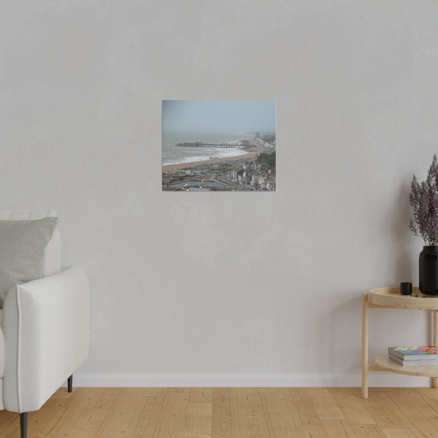 Hastings Sea Front From East - hill Steps And Old Pier Pre Fire, Matte Canvas, Stretched, 0.75" - The Trio Synergize Group
