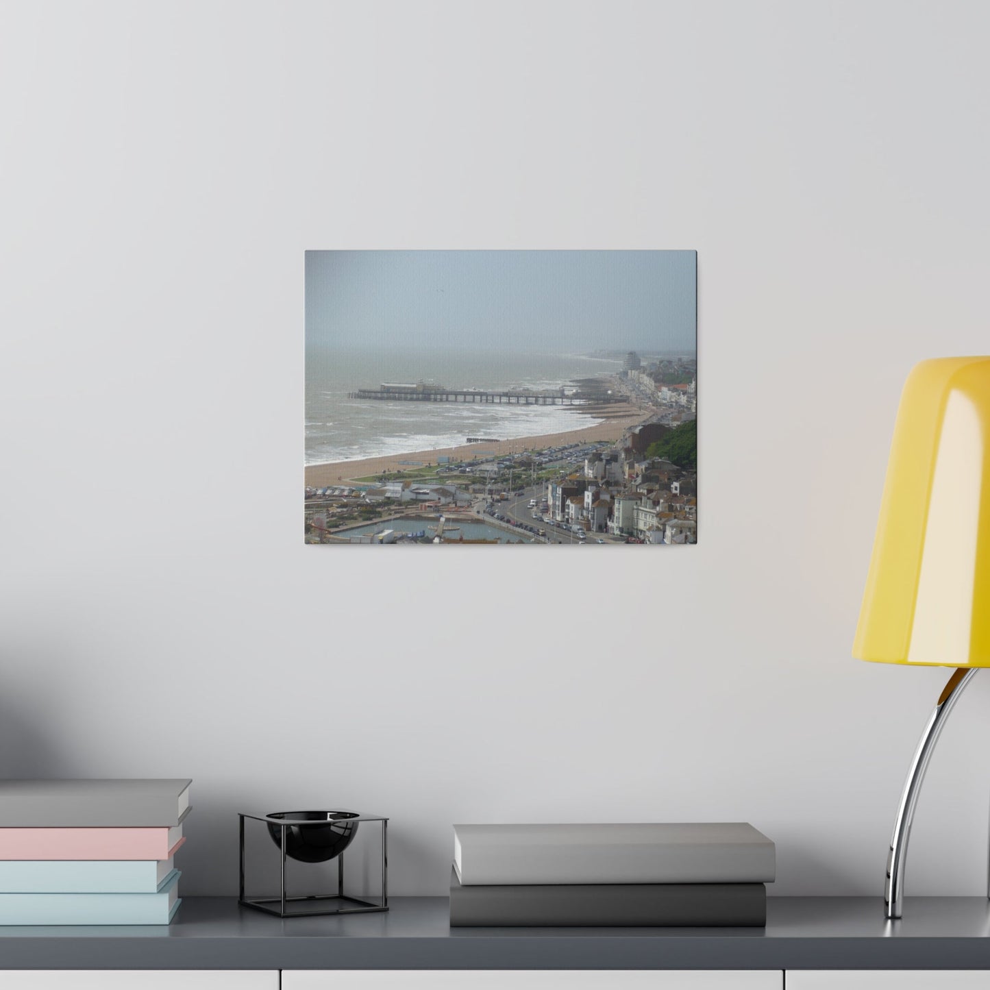Hastings Sea Front From East - hill Steps And Old Pier Pre Fire, Matte Canvas, Stretched, 0.75" - The Trio Synergize Group