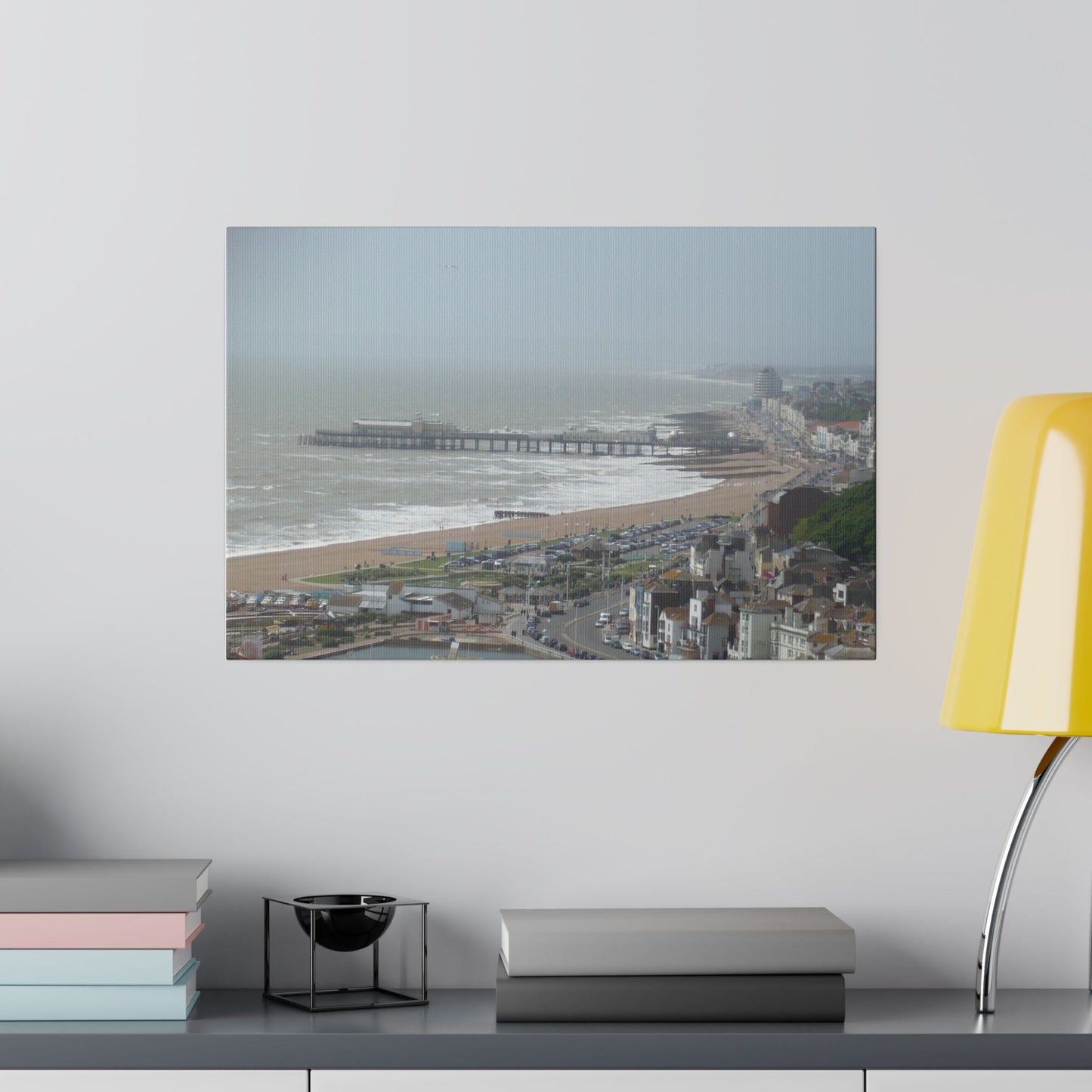 Hastings Sea Front From East - hill Steps And Old Pier Pre Fire, Matte Canvas, Stretched, 0.75" - The Trio Synergize Group