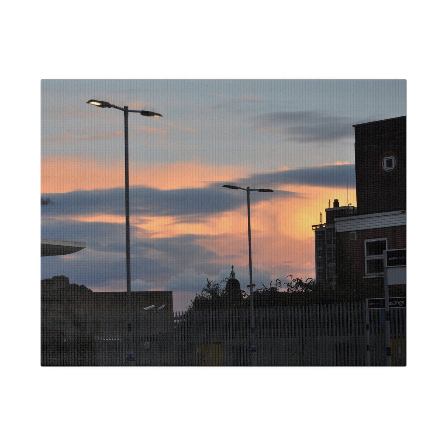 Hastings Train Station With Sunset And Nice Cloud Formation, Matte Canvas, Stretched, 0.75" - The Trio Synergize Group