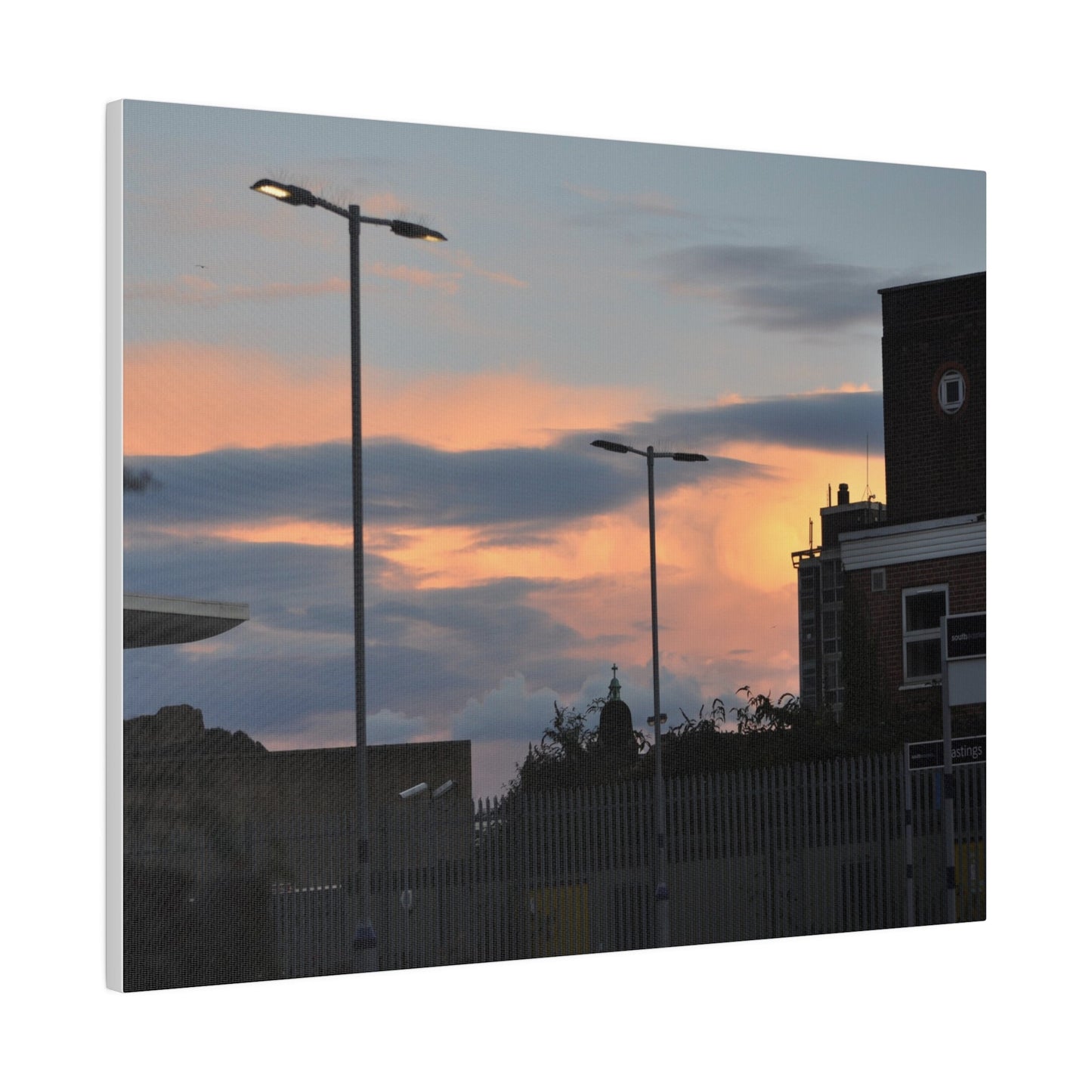 Hastings Train Station With Sunset And Nice Cloud Formation, Matte Canvas, Stretched, 0.75" - The Trio Synergize Group