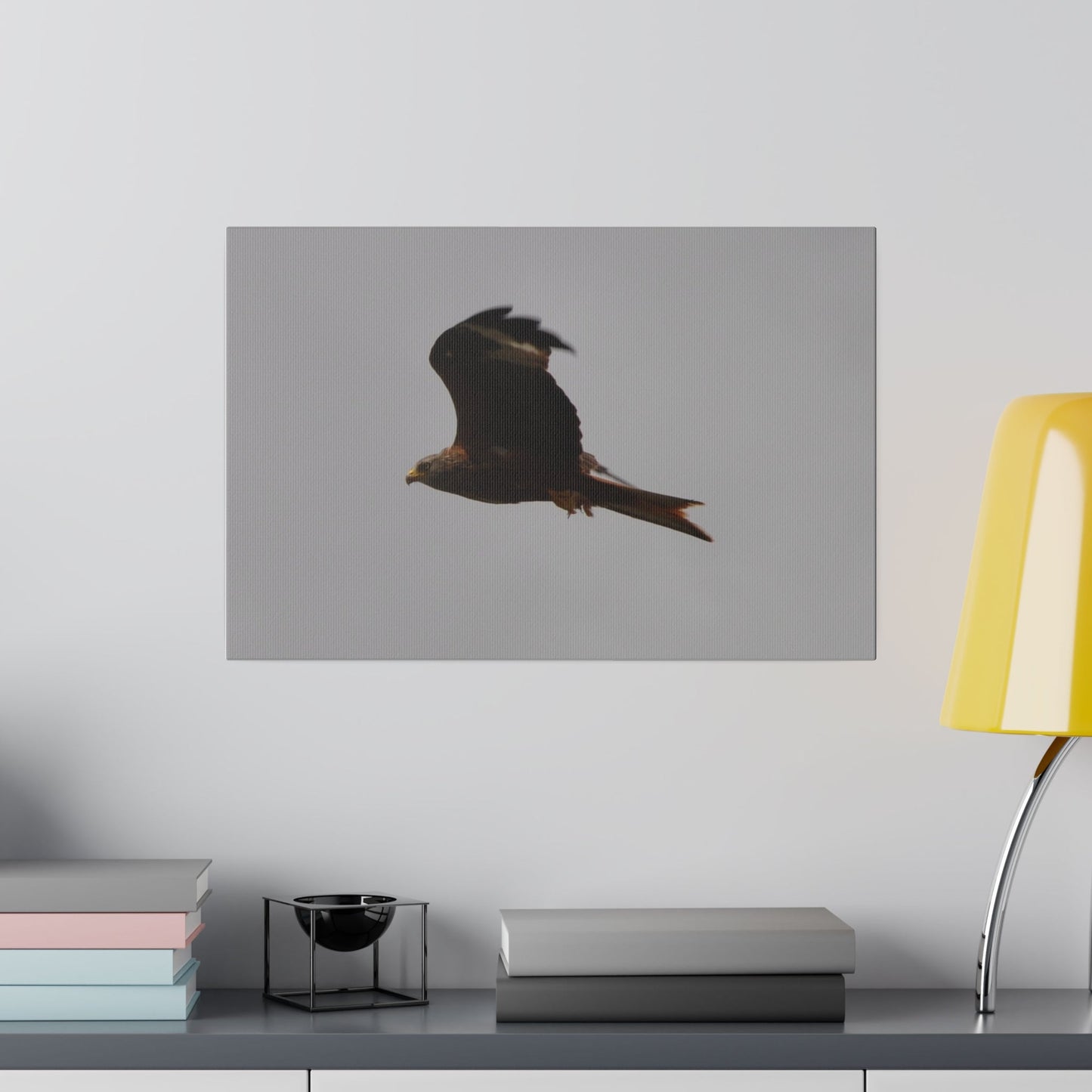 Hawk Flying With A Chick In It's Claws, Wings Up Canvas - The Trio Synergize Group