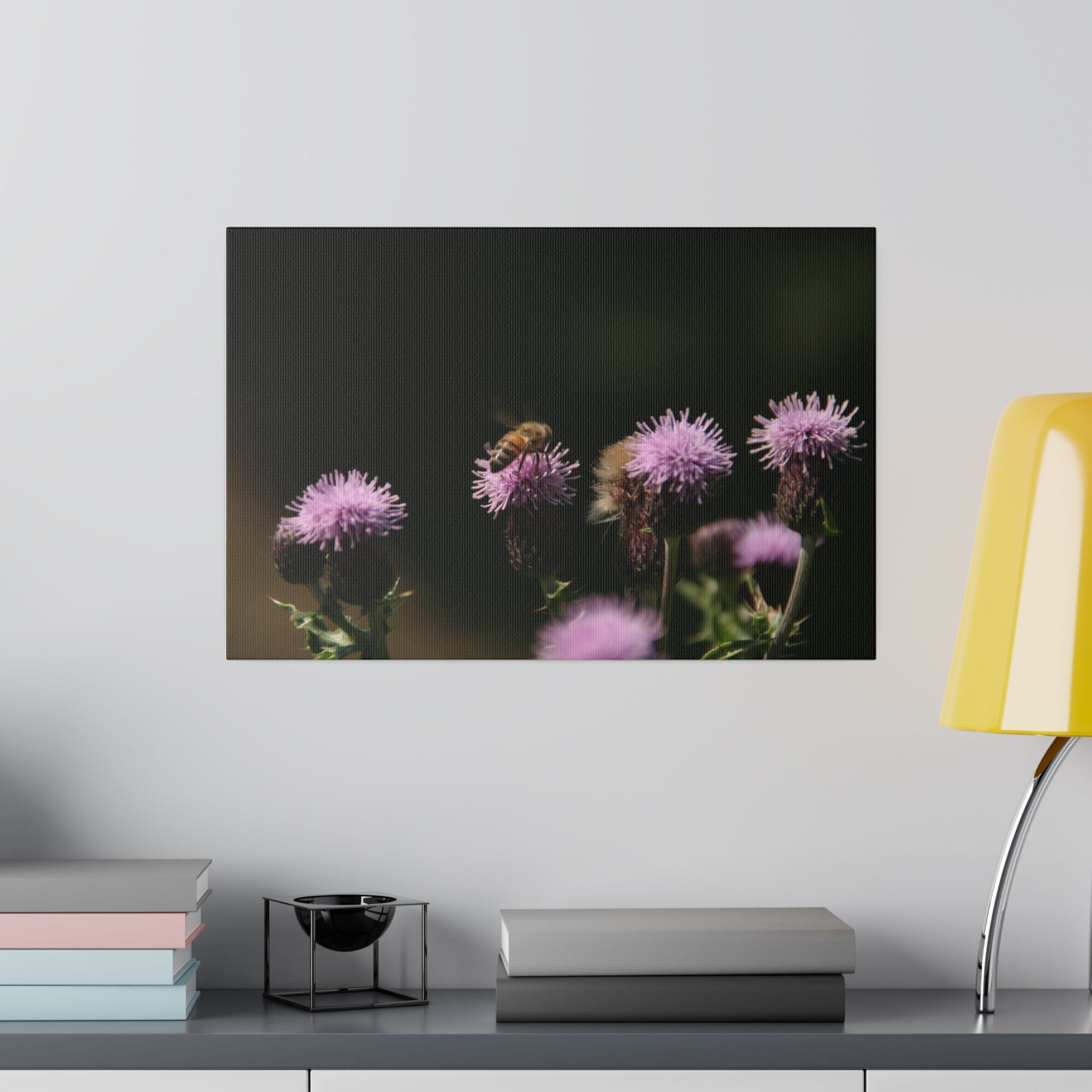 Honey Bee On A Flower, Matte Canvas, Stretched - The Trio Synergize Group