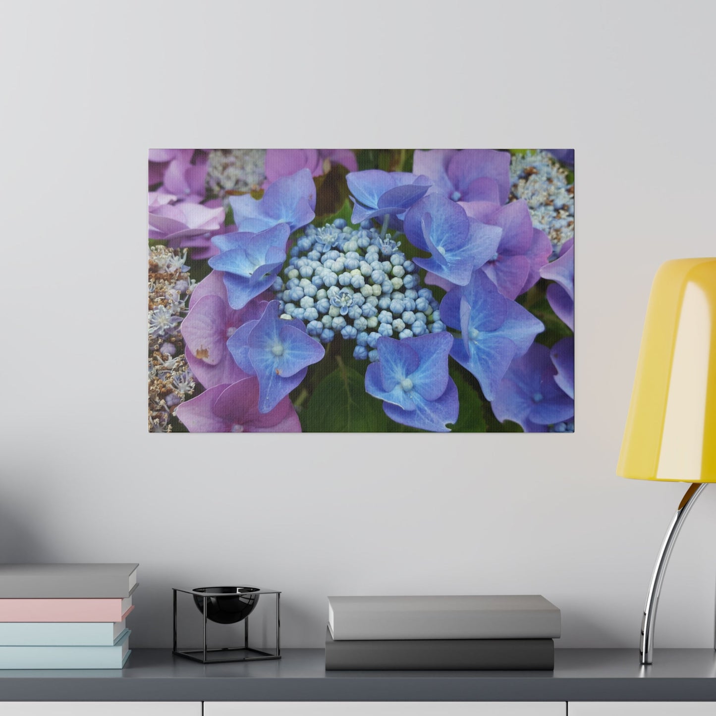 Pinkie & Purple Hydrangea Flower Close Up Canvas - The Trio Synergize Group