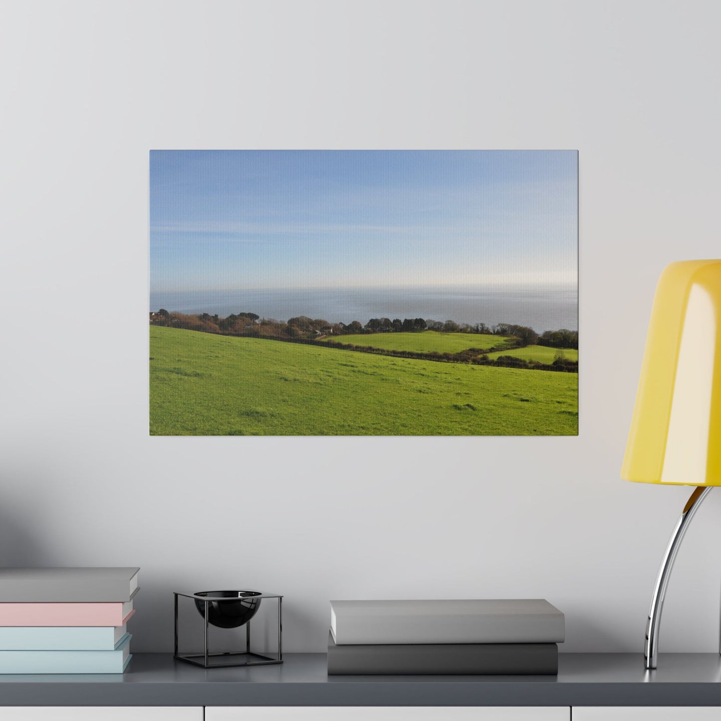 Isle of white Countryside Green Fields & Sea Canvas - The Trio Synergize Group