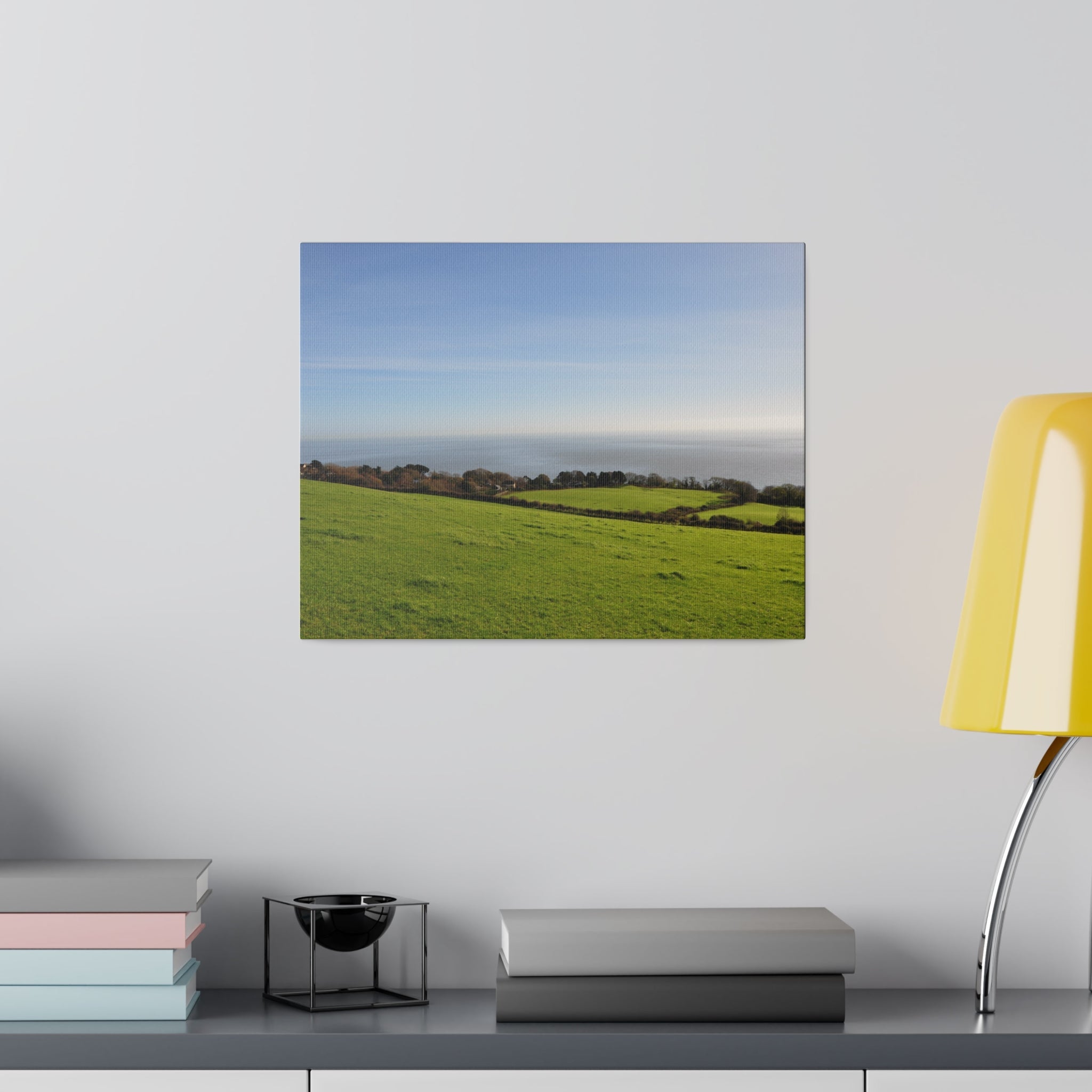 Isle of white Countryside Green Fields & Sea Canvas - The Trio Synergize Group