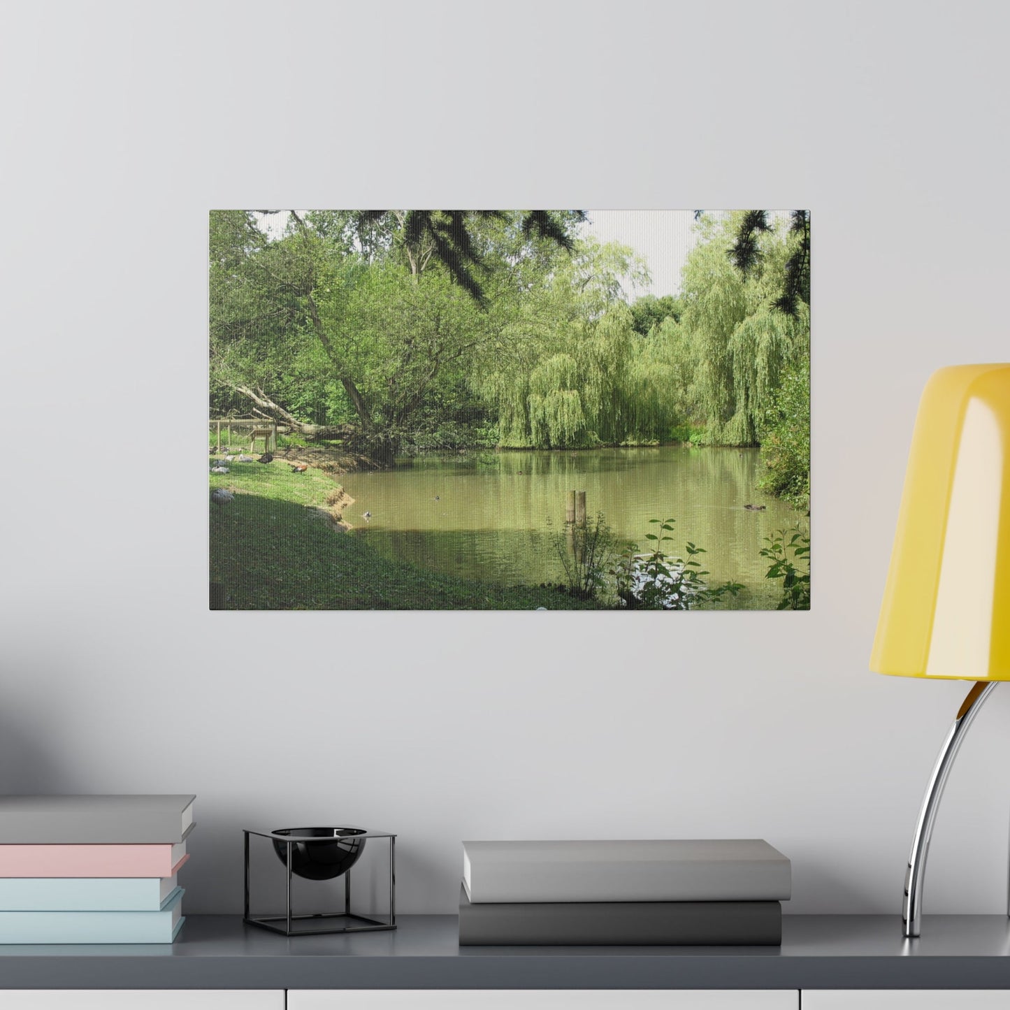 Lush Green Countryside With A Pond Canvas Print - The Trio Synergize Group