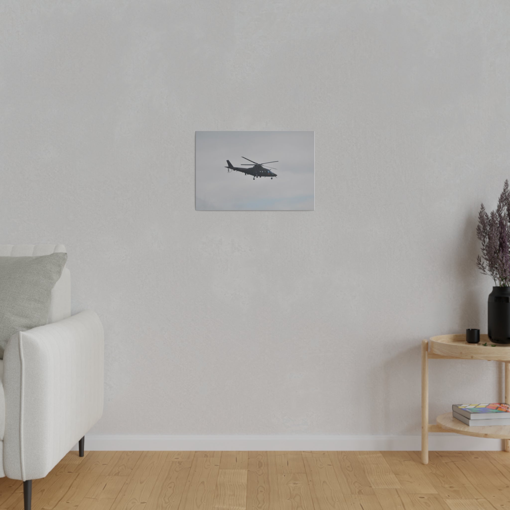 Lynx Helicopter Flying From The Left With Side View Canvas - The Trio Synergize Group