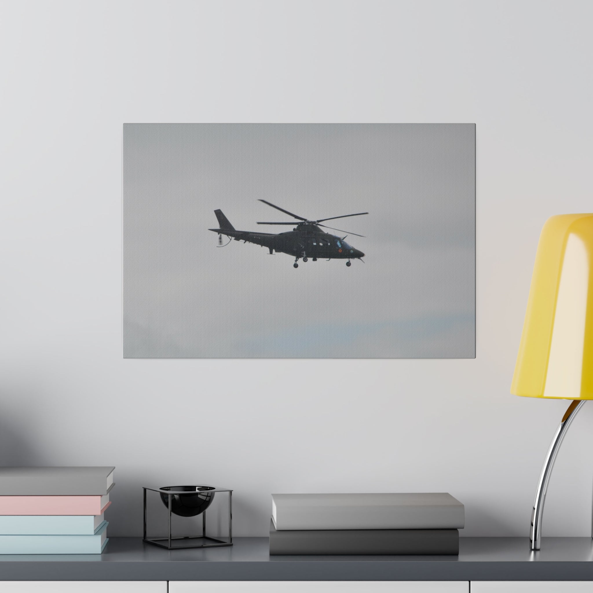 Lynx Helicopter Flying From The Left With Side View Canvas - The Trio Synergize Group