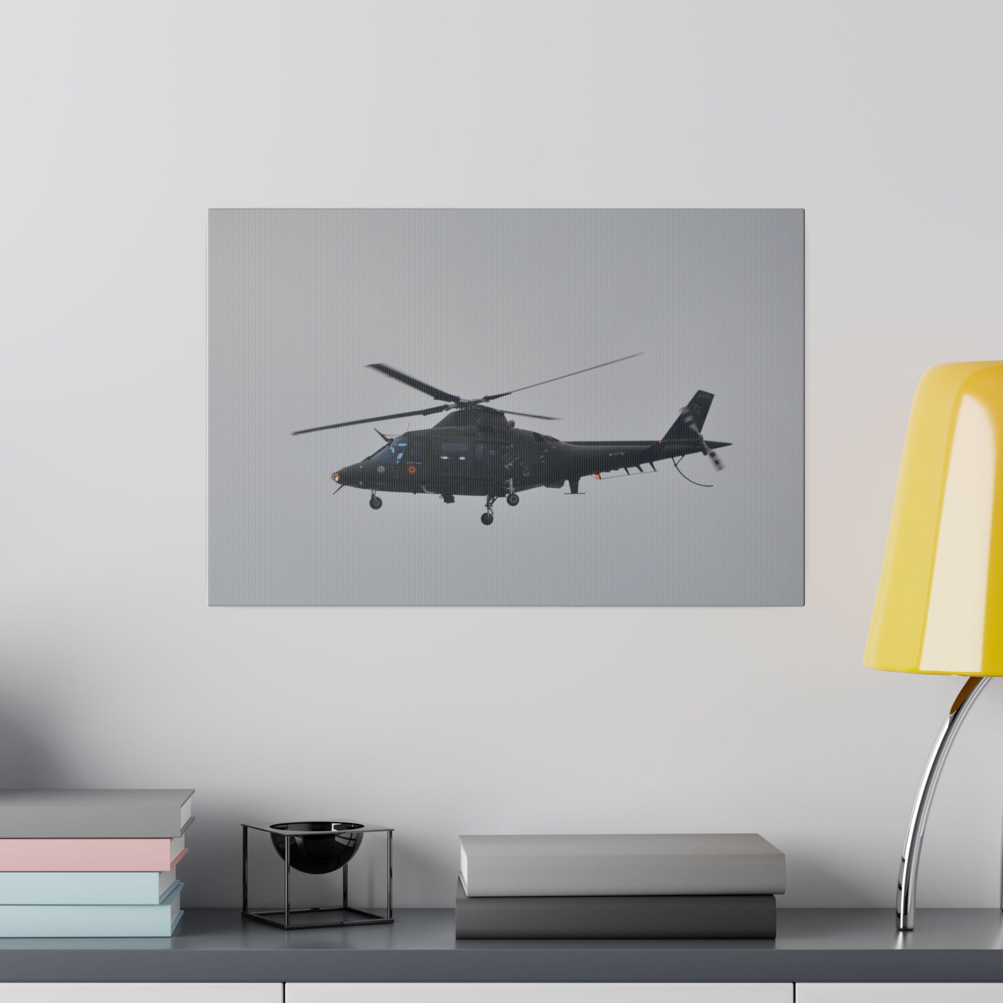 Lynx Helicopter Flying Left, Side View Close Up Canvas - The Trio Synergize Group