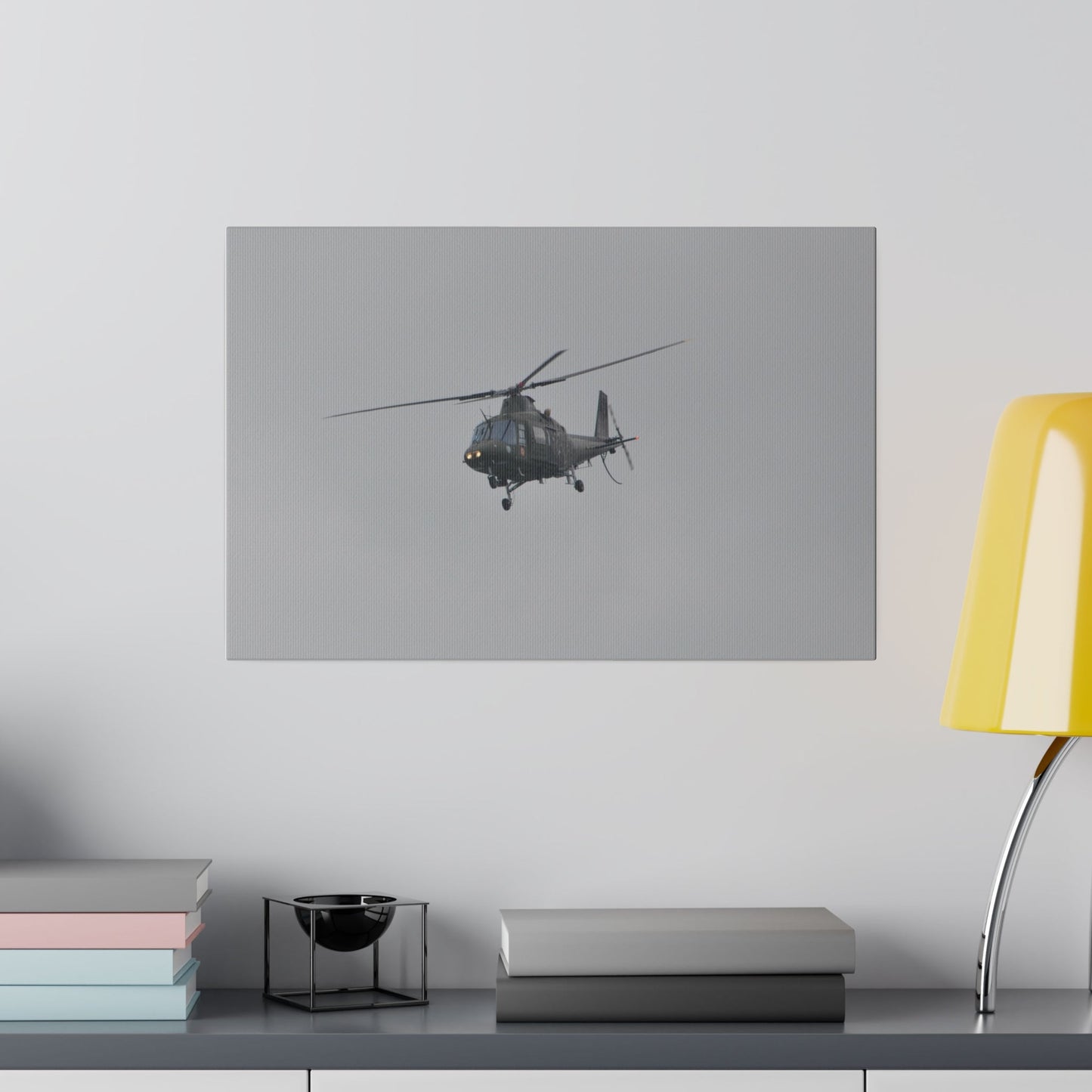 Lynx Helicopter Hovering With Front And Side View Canvas - The Trio Synergize Group