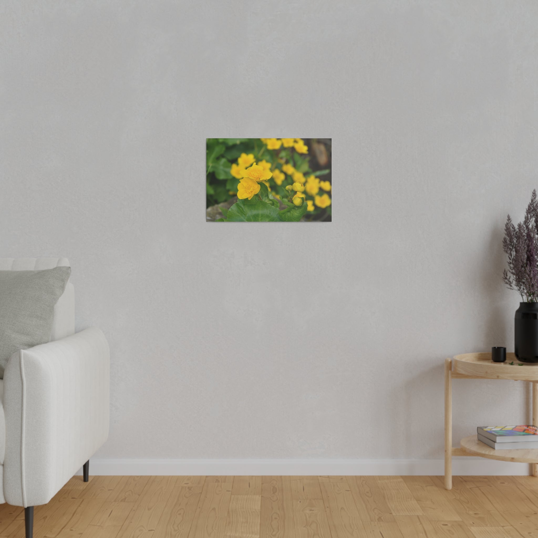 Cluster Of Marsh Marigolds With Blurred Background Canvas - The Trio Synergize Group