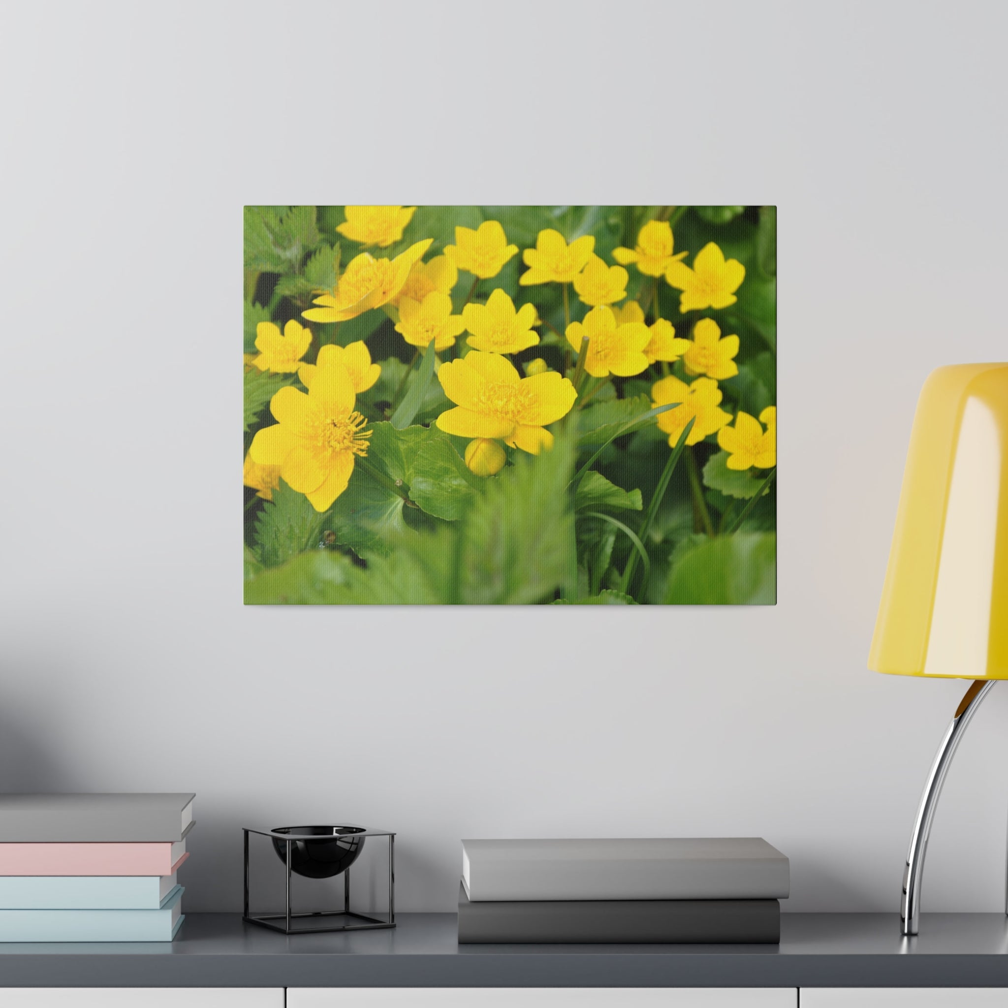 Cluster Of Marsh Marigold Flowers Close Up Canvas - The Trio Synergize Group