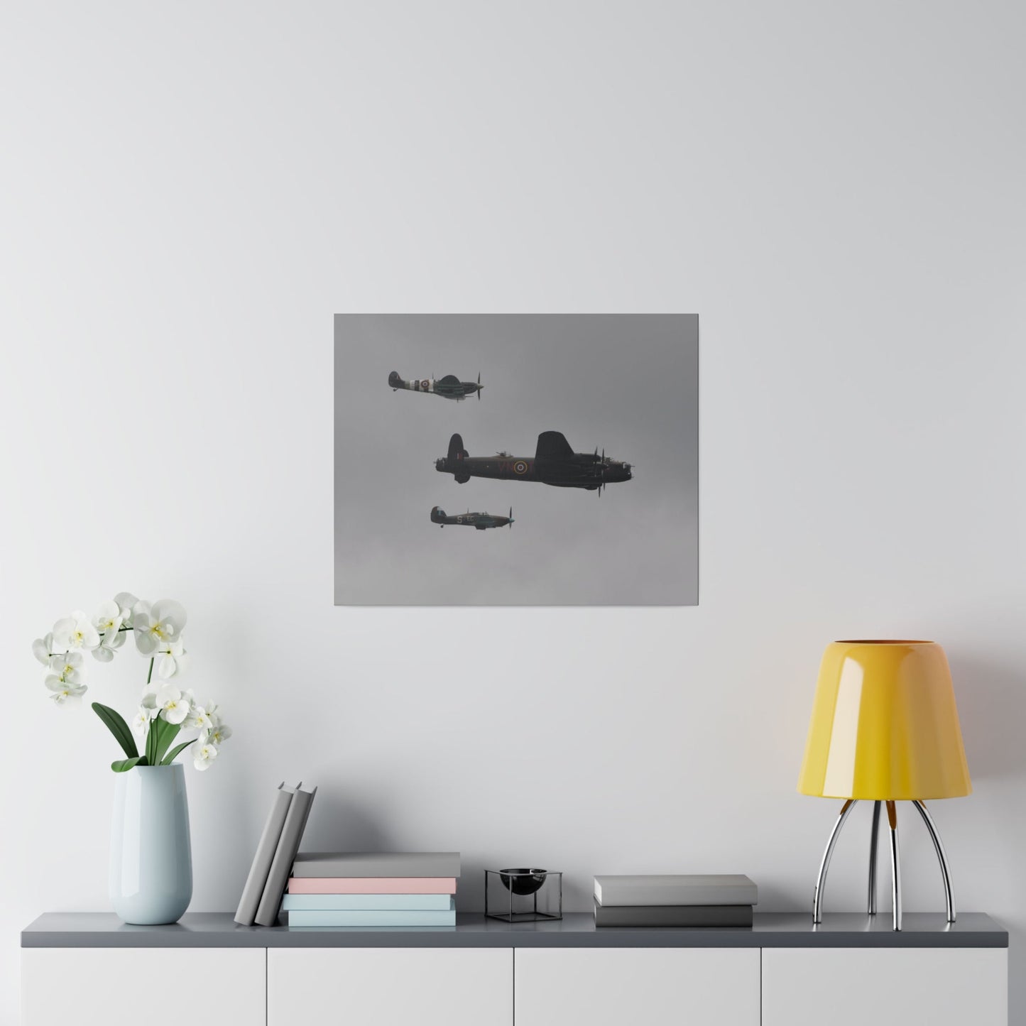 Memorial Flight Flying In Formation With A Side View Canvas - The Trio Synergize Group