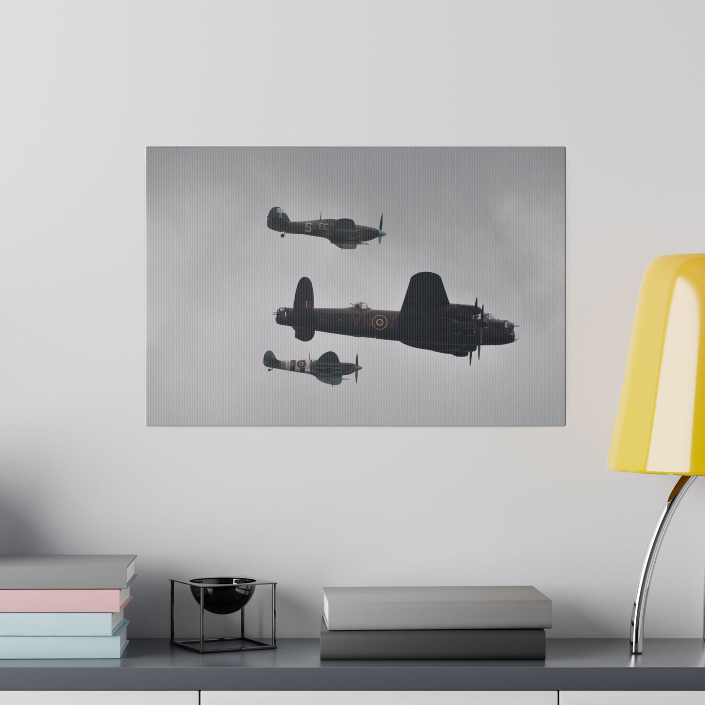 Memorial Flight Flying With A Side View In Formation Canvas - The Trio Synergize Group