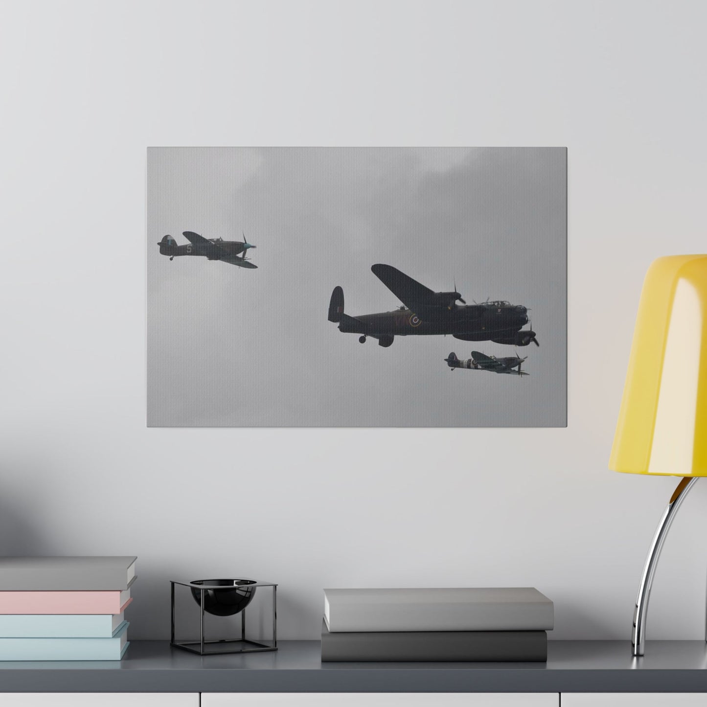 Memorial Flight Flying Right In Formation Side View Canvas - The Trio Synergize Group