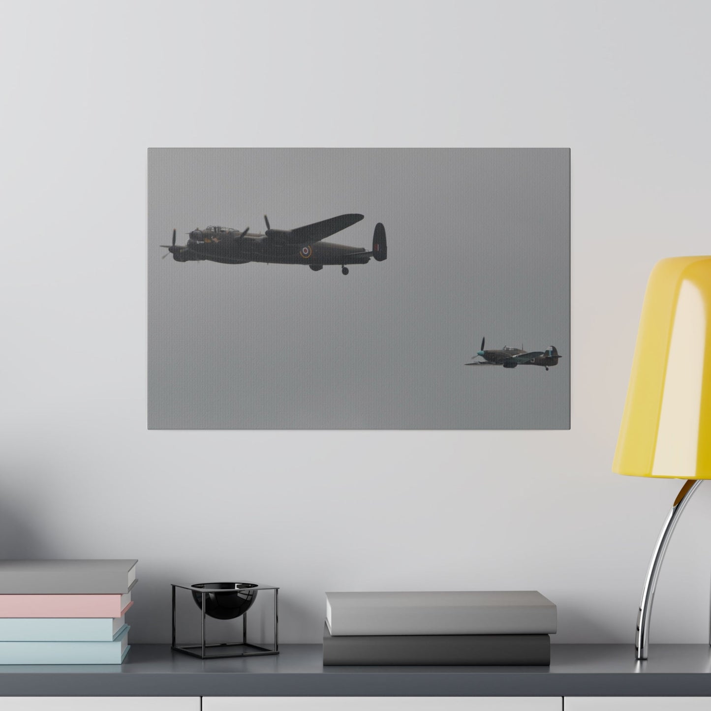 Memorial Flight Avro Lancaster And Hurricane Flying Canvas - The Trio Synergize Group