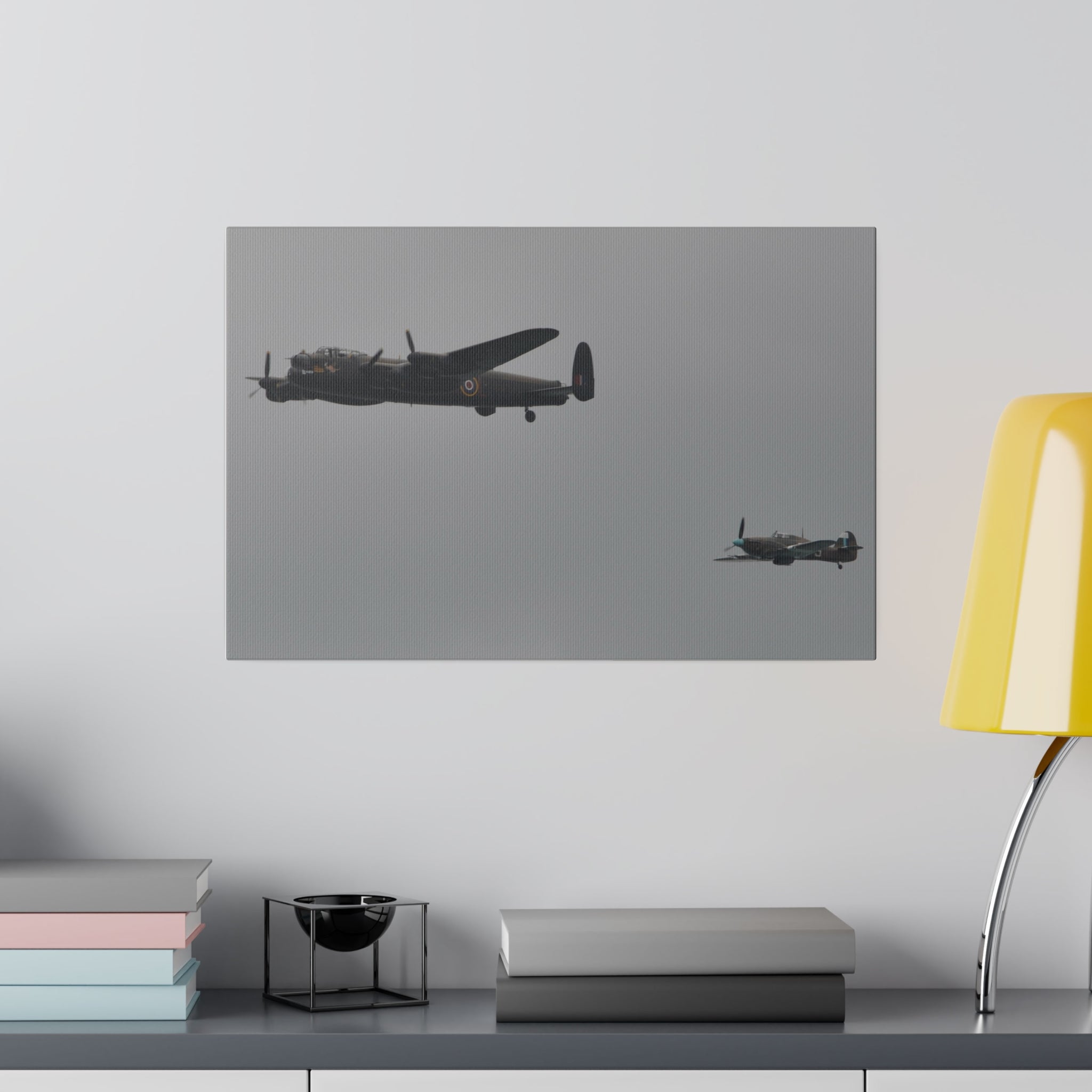 Memorial Flight Avro Lancaster And Hurricane Flying Canvas - The Trio Synergize Group