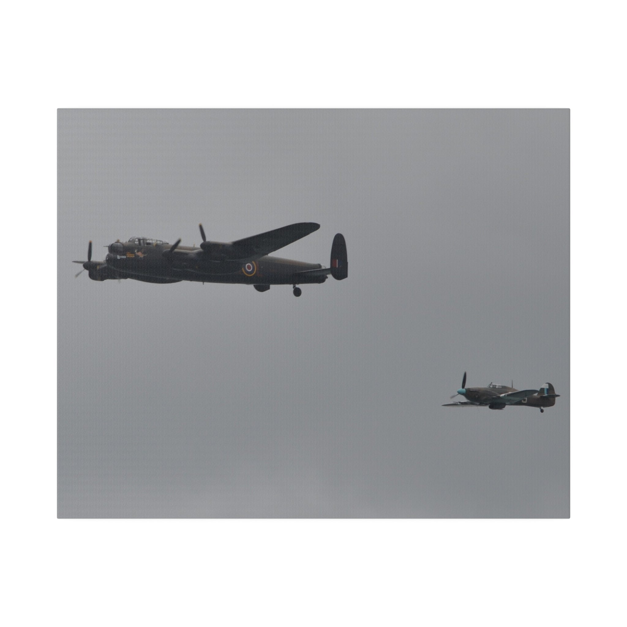 Memorial Flight Avro Lancaster And Hurricane Flying Canvas - The Trio Synergize Group