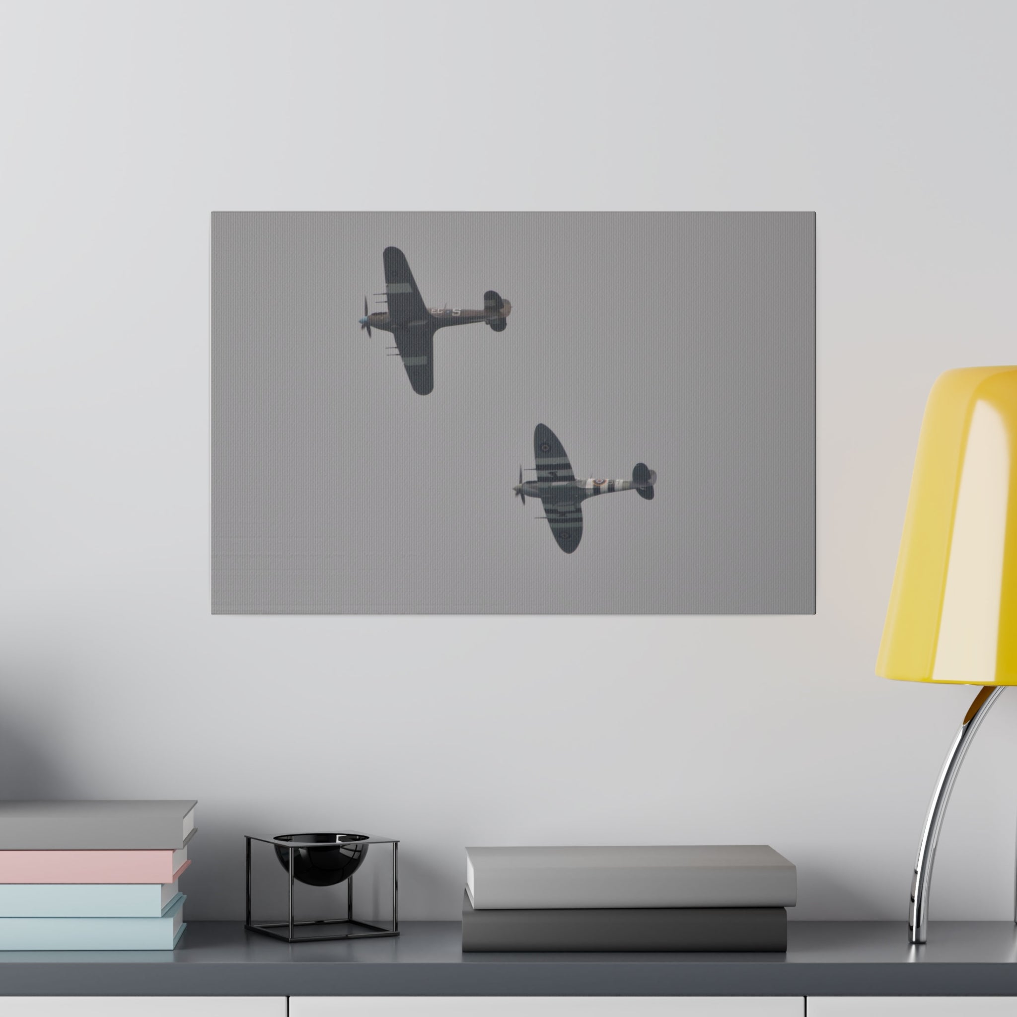Memorial Flight Spitfire And Hurricane Flying Left Canvas - The Trio Synergize Group