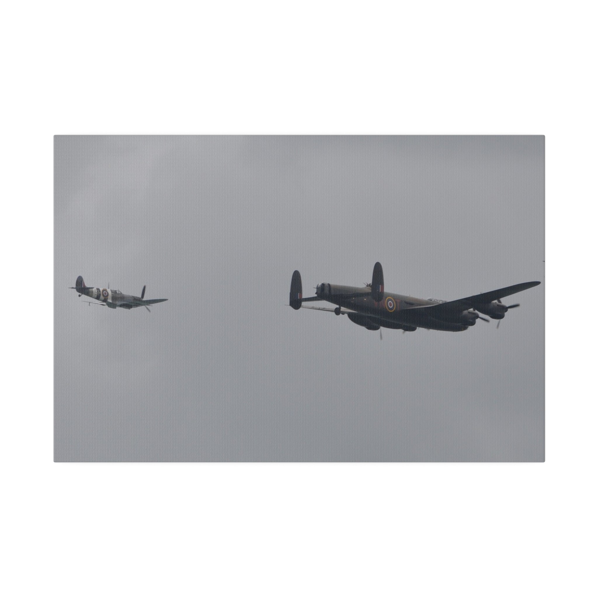 Memorial Flight With Avro Lancaster And Spitfire Canvas - The Trio Synergize Group