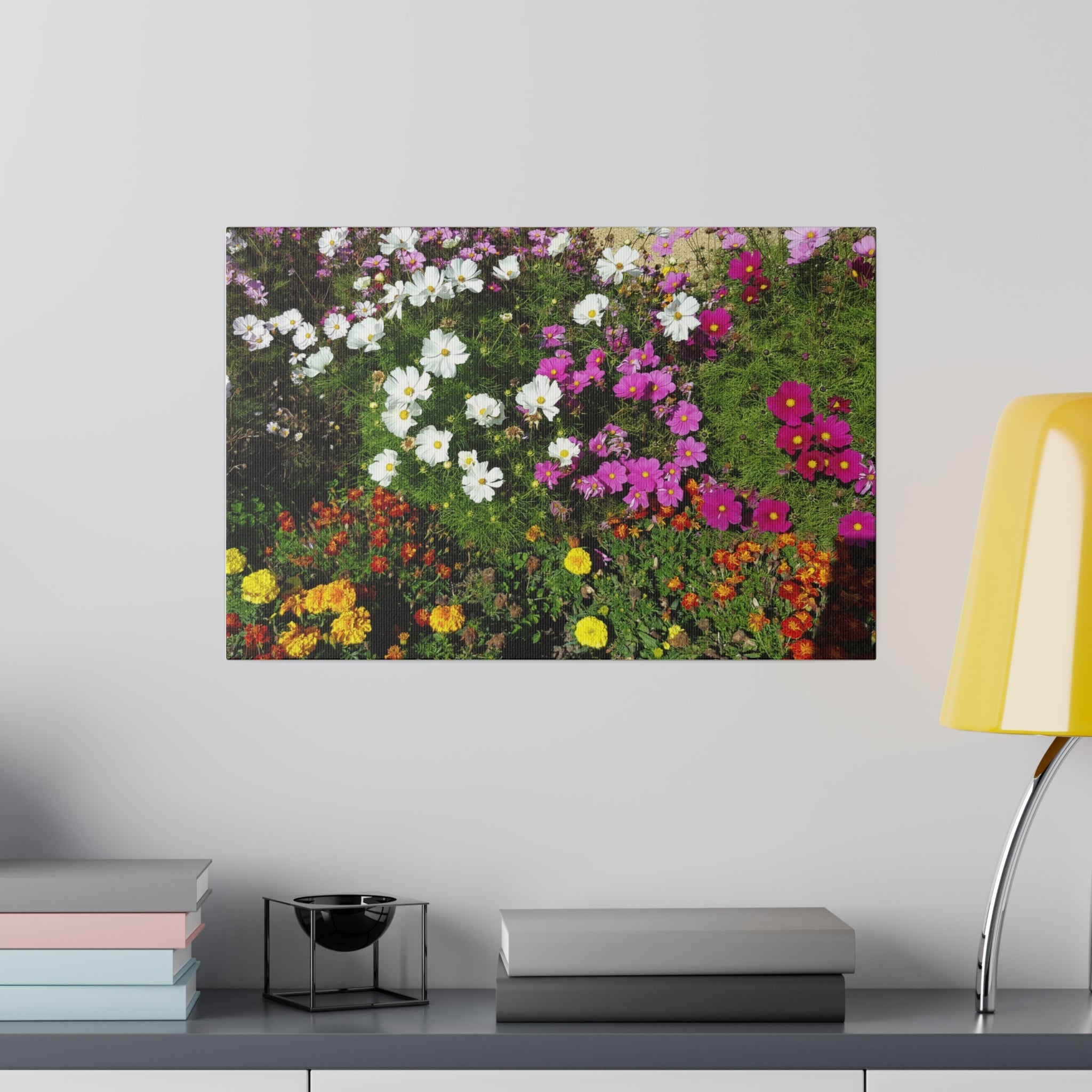 Mixed Coloured Cosmos With Other Flowers Canvas - The Trio Synergize Group