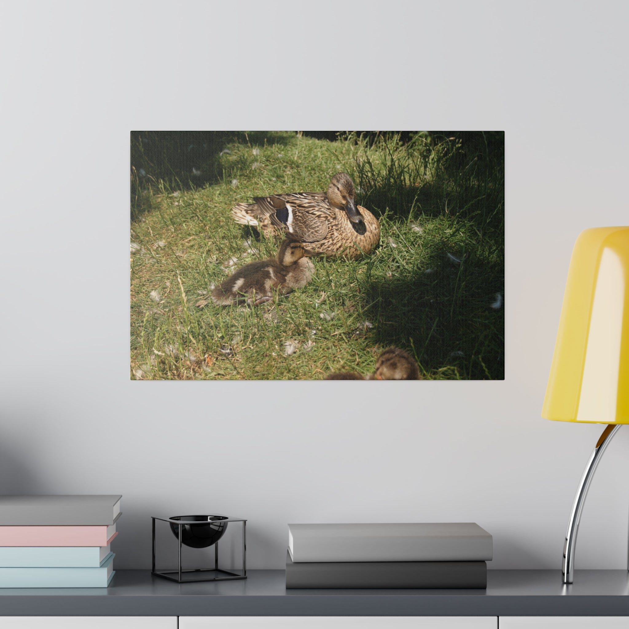 Mother Duck And Her Ducklings Sitting Canvas - The Trio Synergize Group