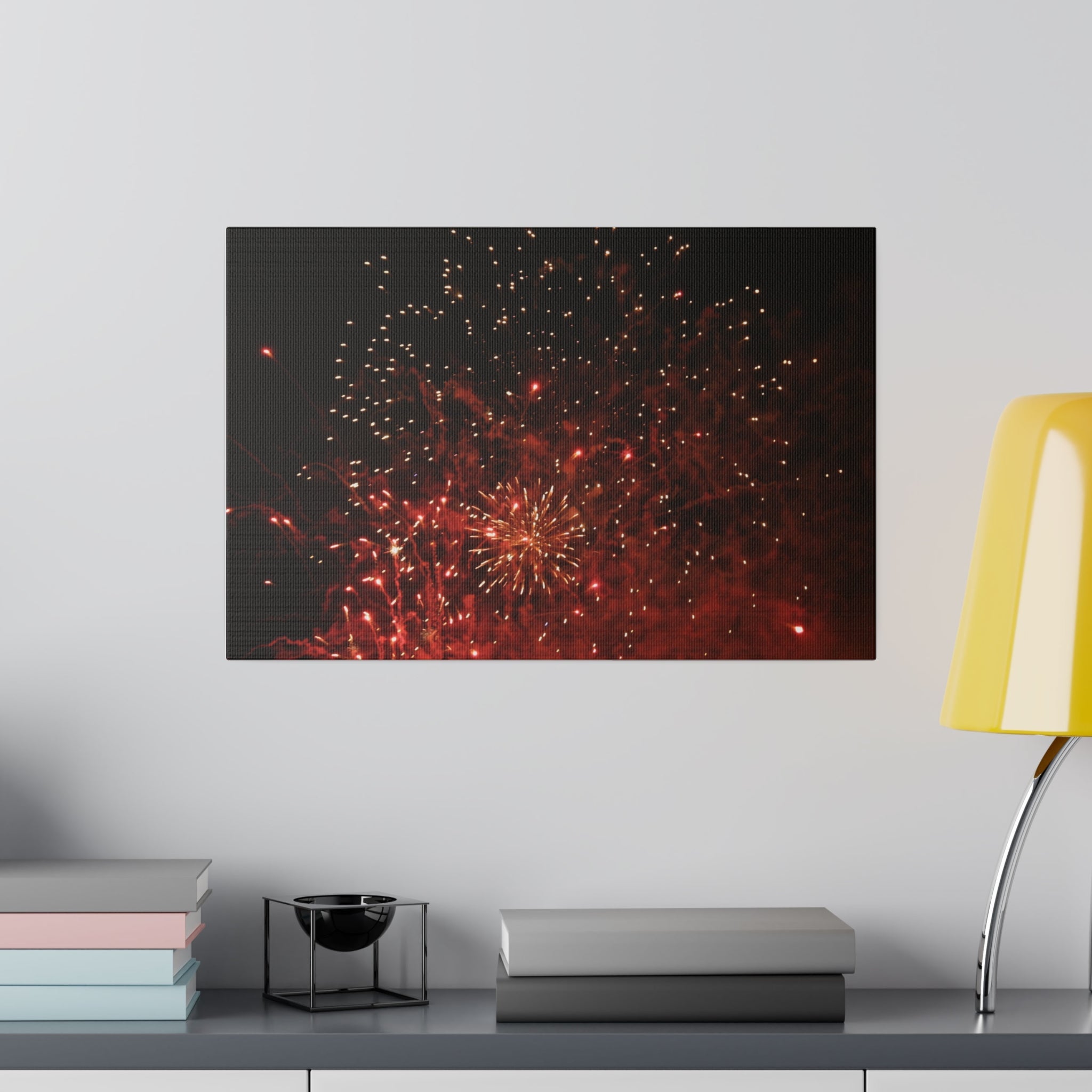 Multicoloured & Red Haze Fireworks Canvas - The Trio Synergize Group