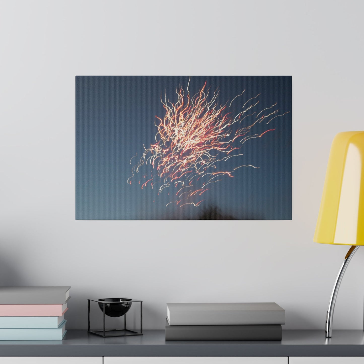 Red And Yellow Cluster Lines Fireworks Canvas - The Trio Synergize Group