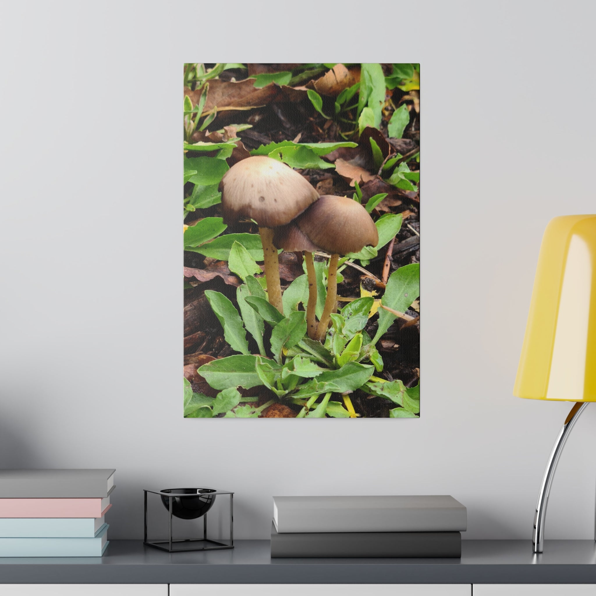 Three Mushrooms Together Canvas - The Trio Synergize Group